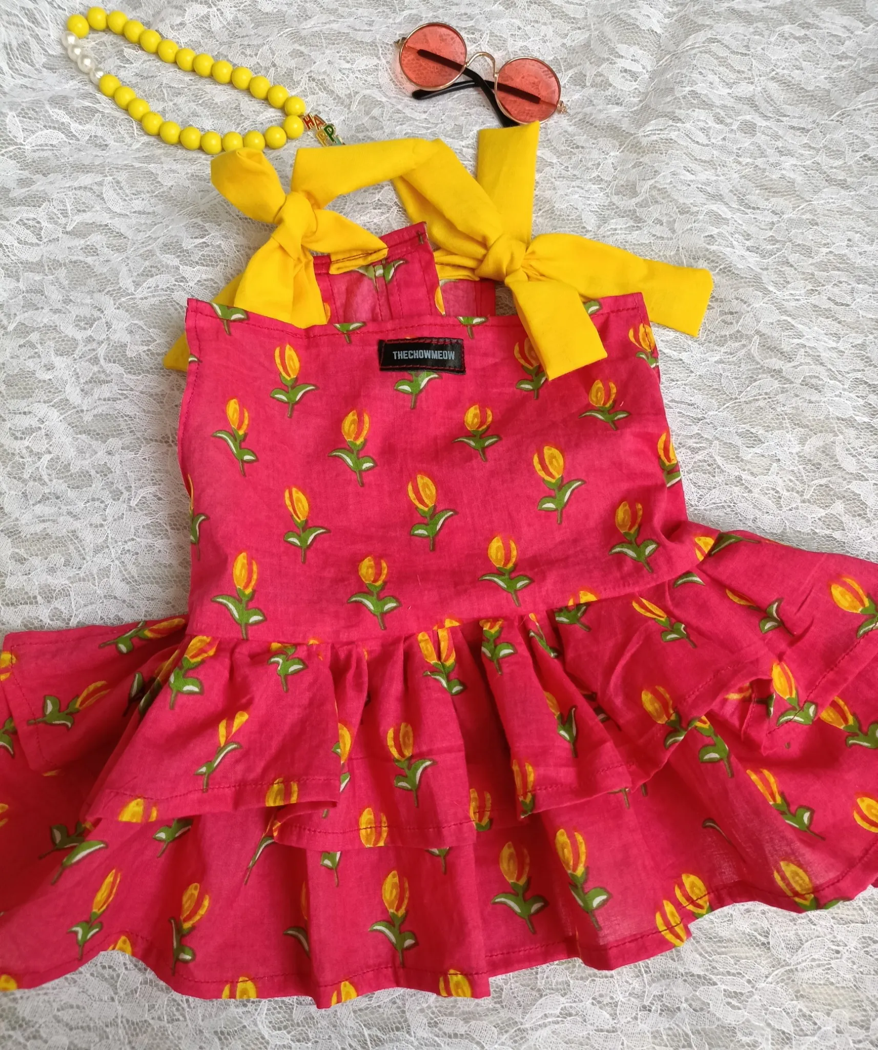 Red Tulip Cotton Short Dress