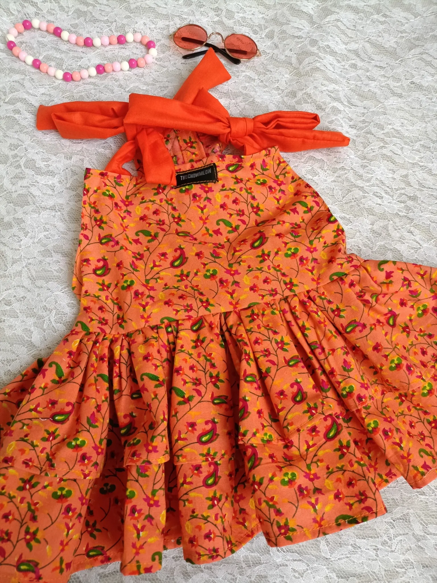 Orange Flower mania Short dress