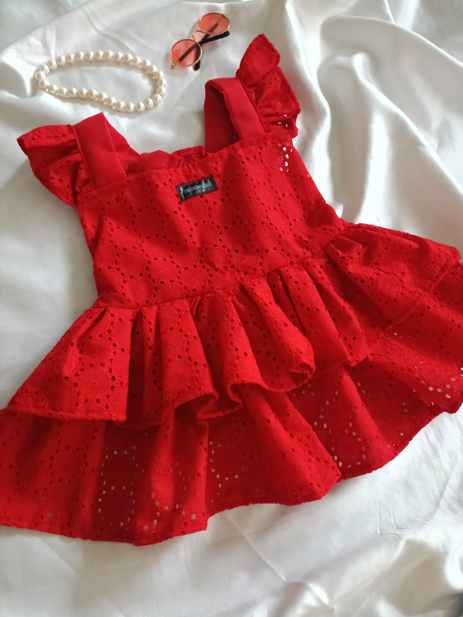 Red Schiffli Birthday dress