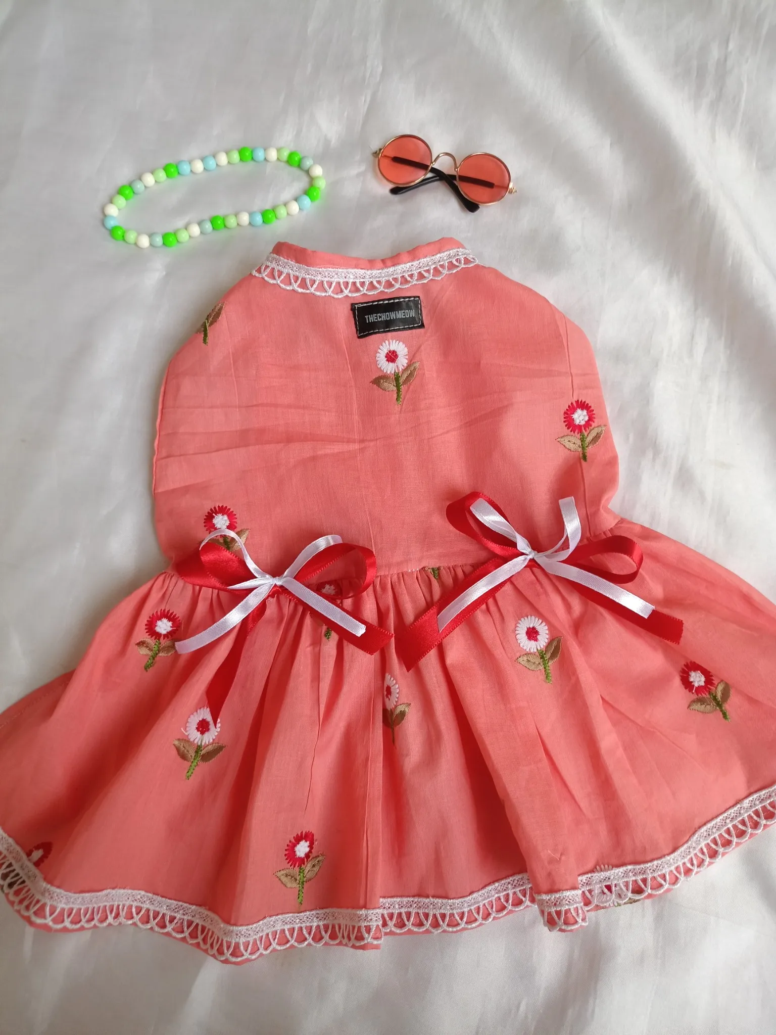 Pastel Pink Floral Hand Embroidered Dress