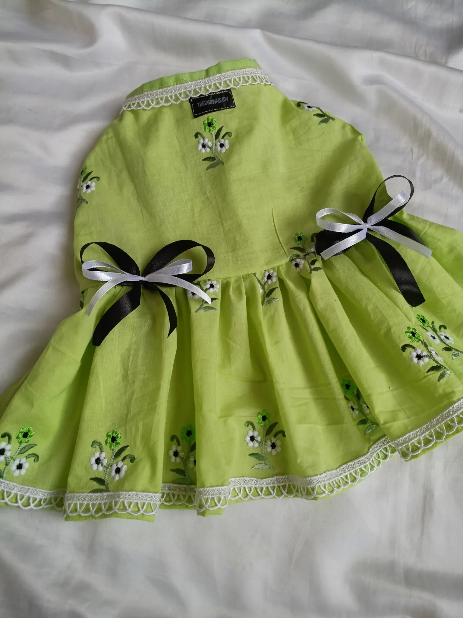 Green Floral Hand Embroidered Dress