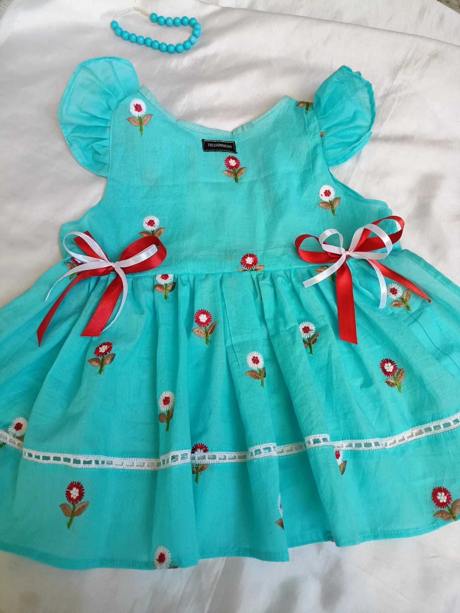 Floral Blue Hand Embroidered Dress