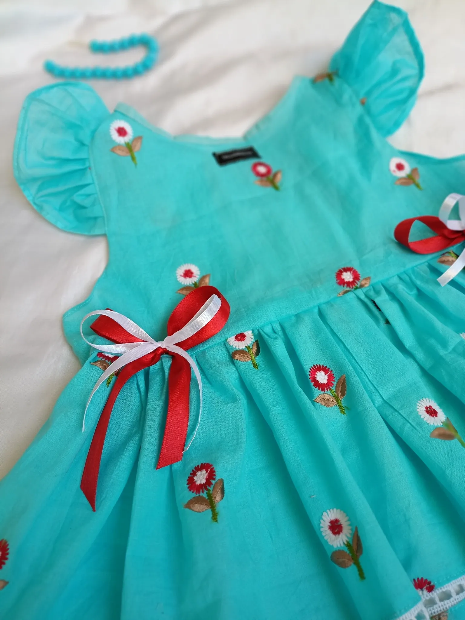 Floral Blue Hand Embroidered Dress