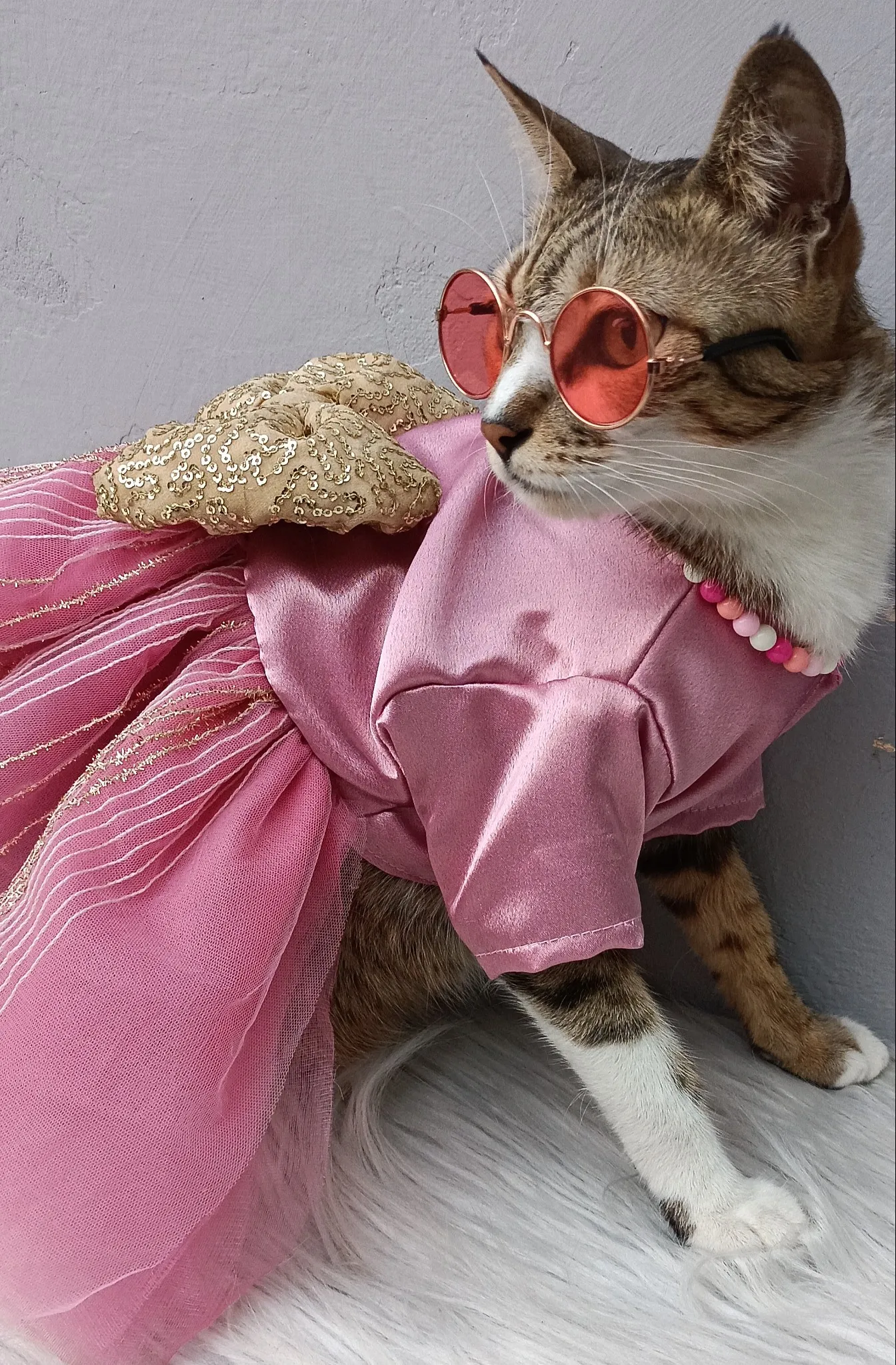 Onion Pink Glittery Dress with Bow