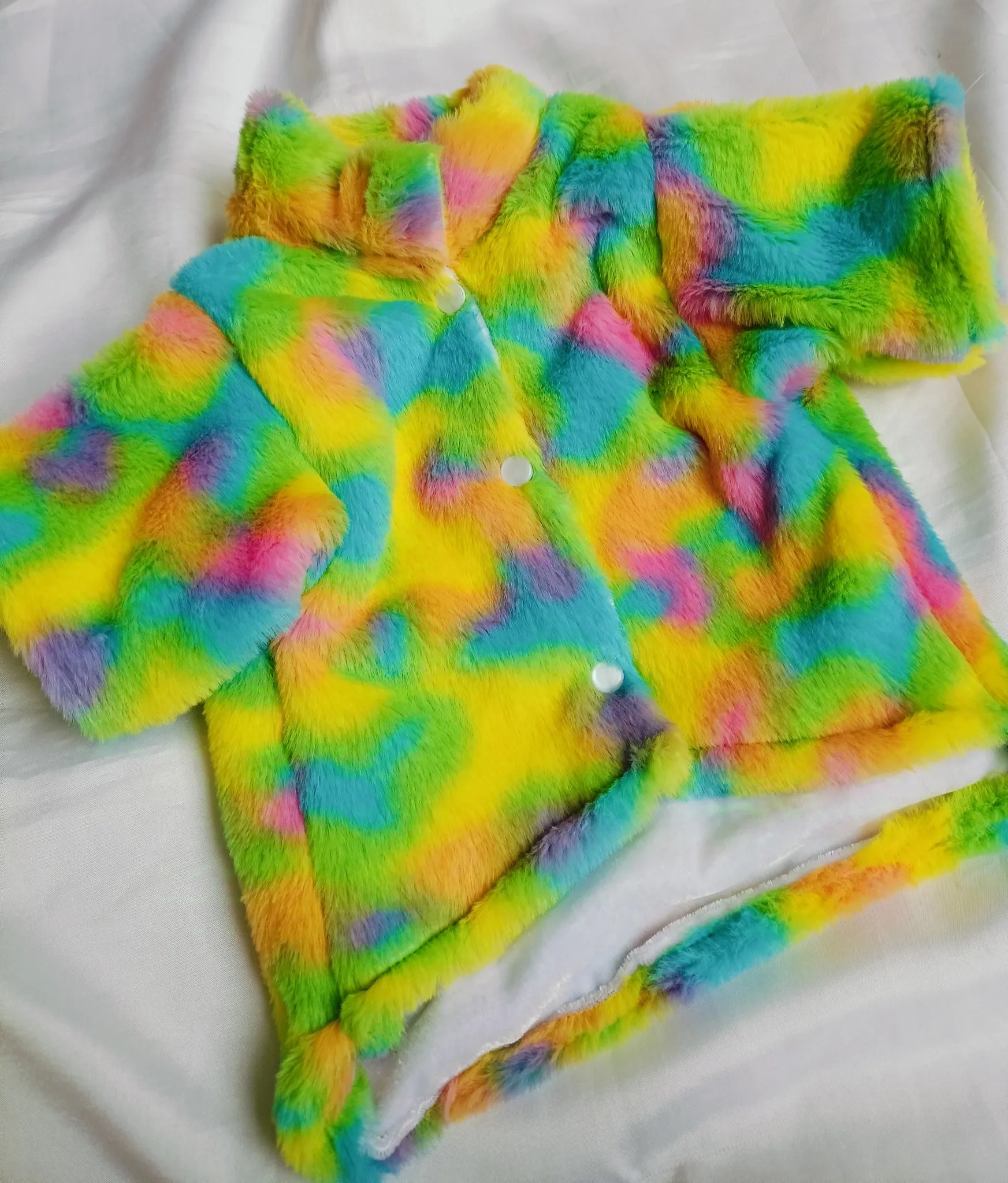 Rainbow colors Fur jacket