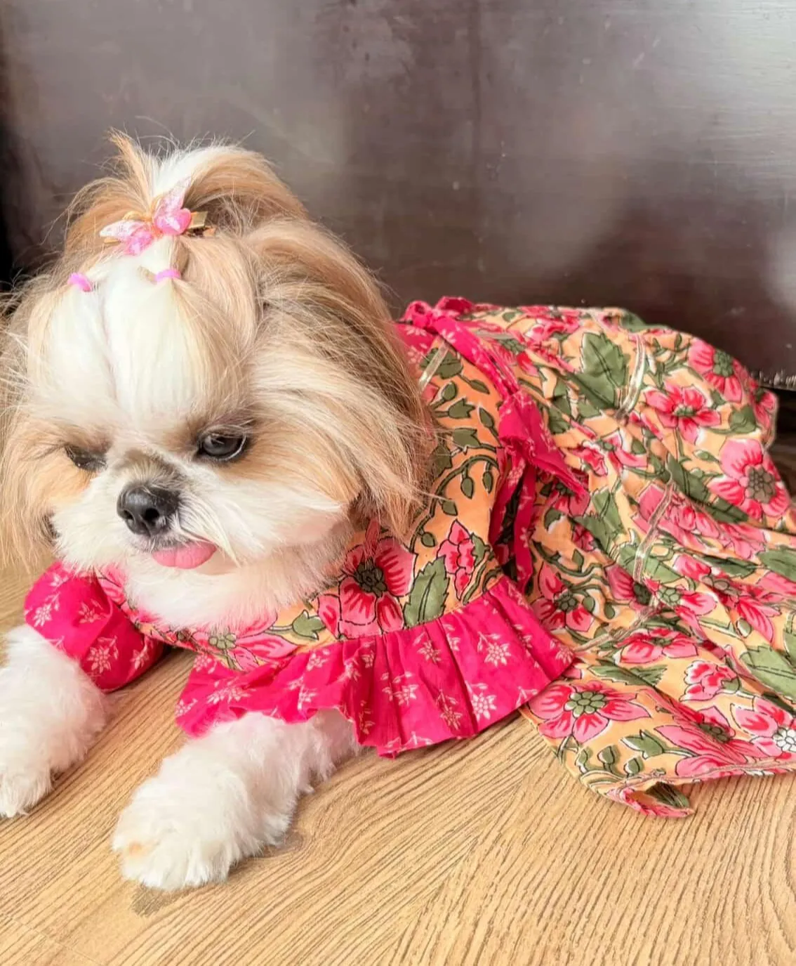 Frusia Pink Floral Anarkali Dress