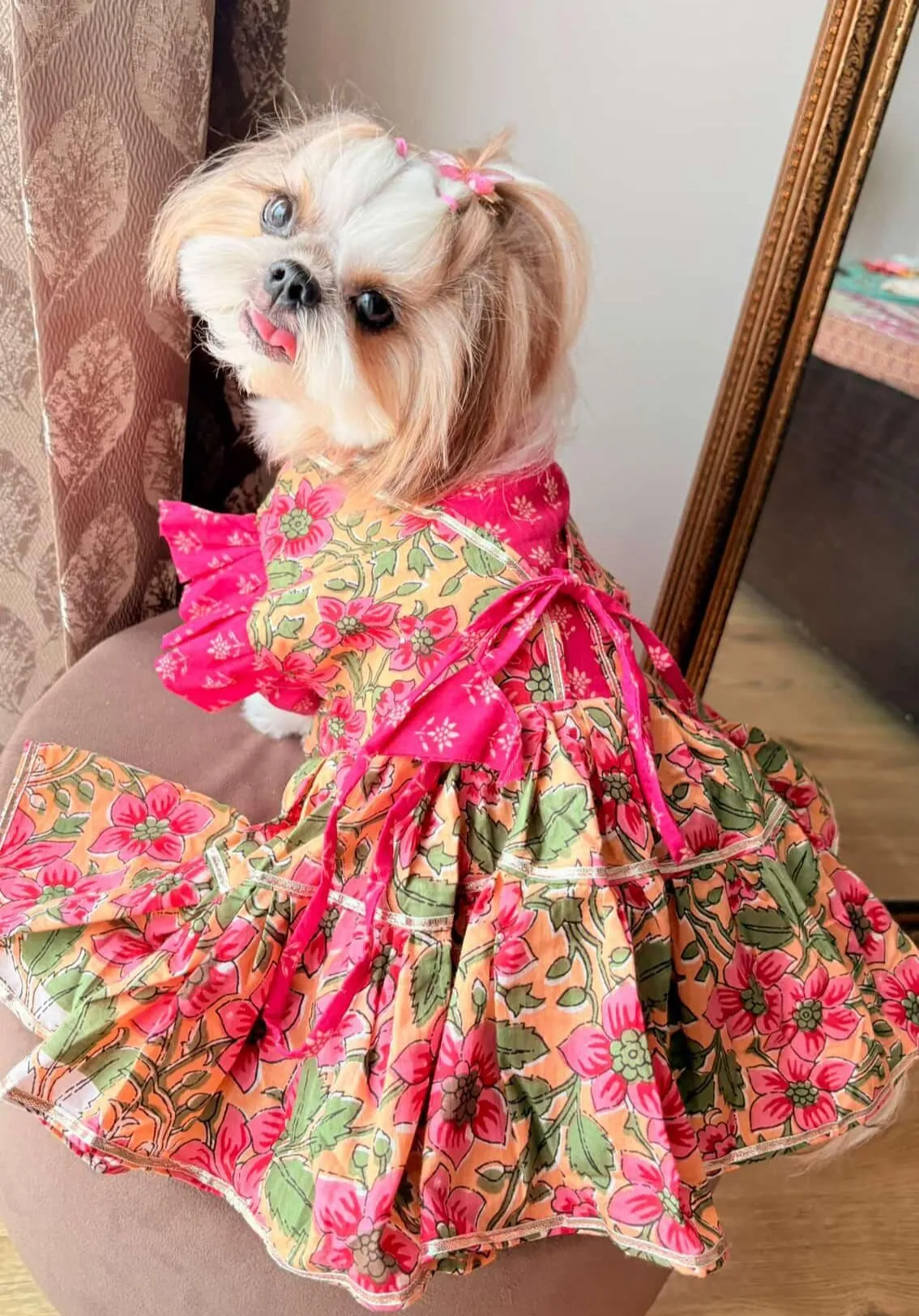 Frusia Pink Floral Anarkali Dress