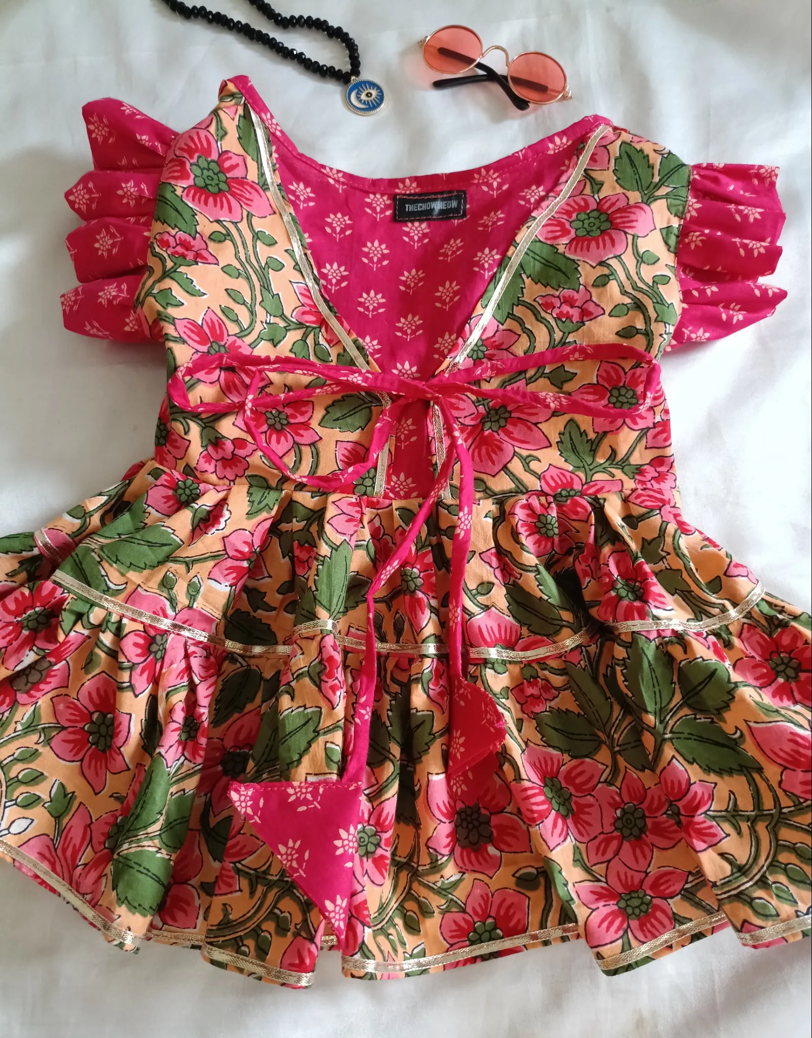Frusia Pink Floral Anarkali Dress