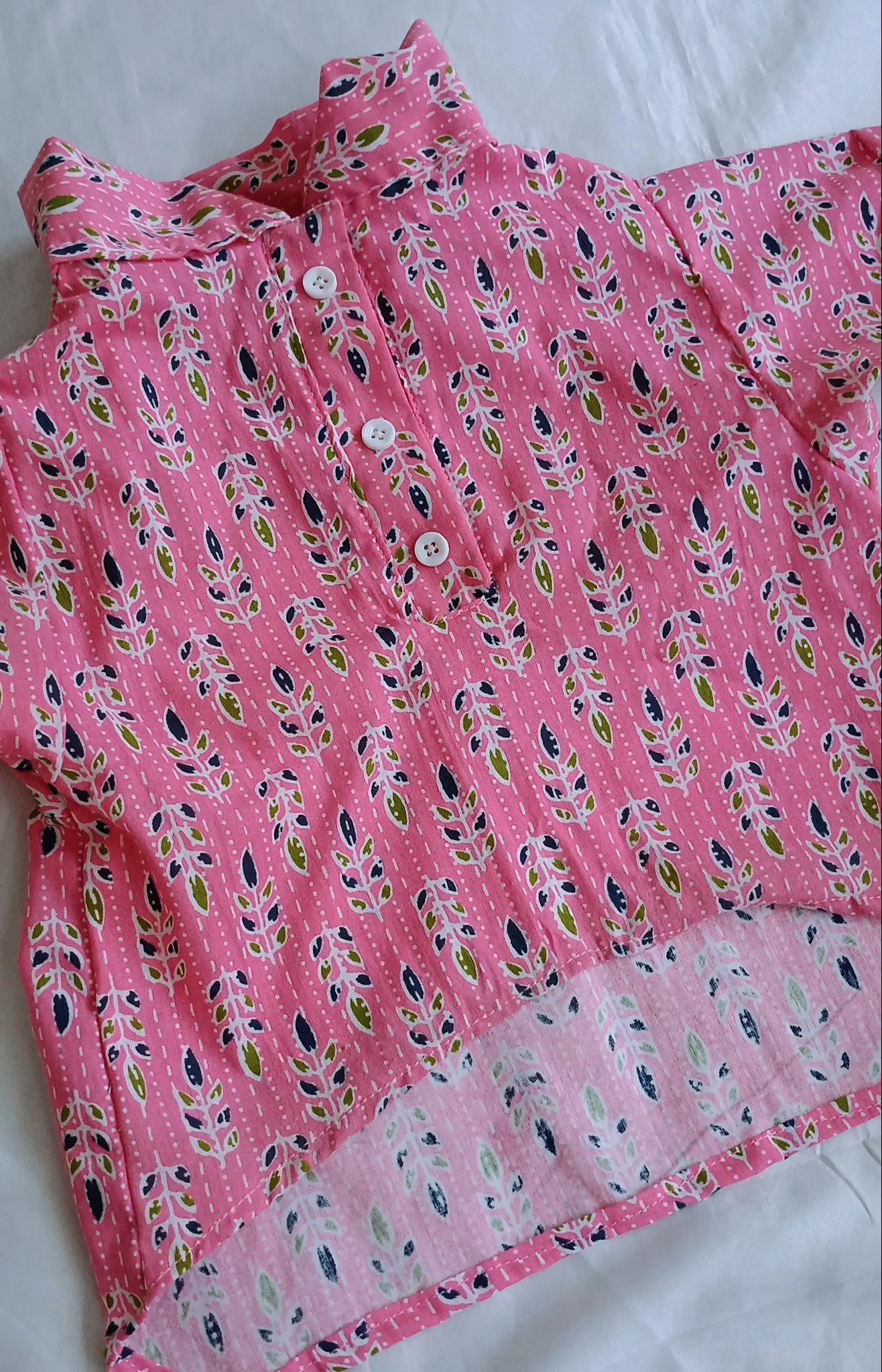Pink Kantha print Ethnic cotton Kurta