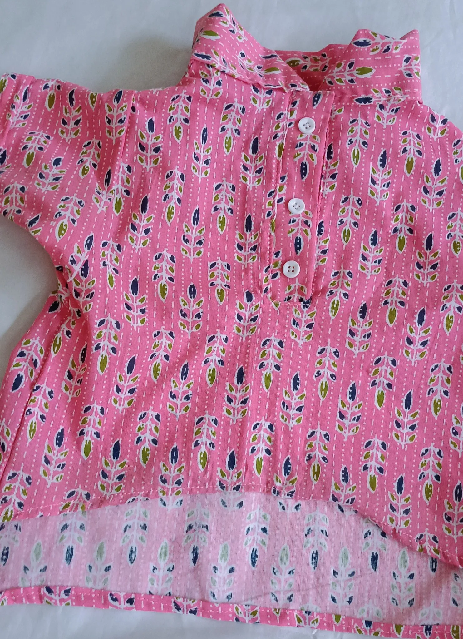 Pink Kattha Print Ethnic Kurta