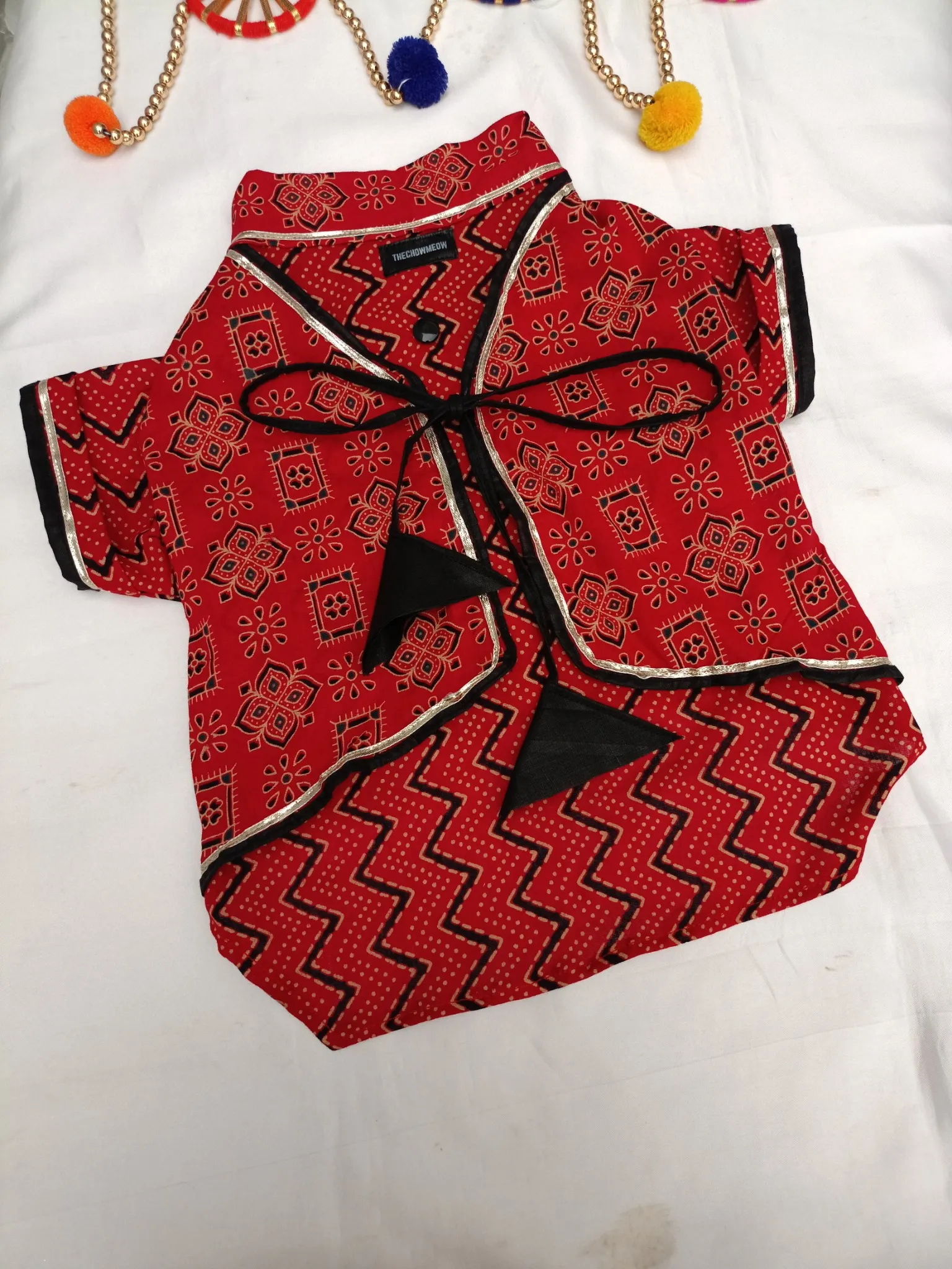 Red Ajrakh print Ethnic Gotta Kurta