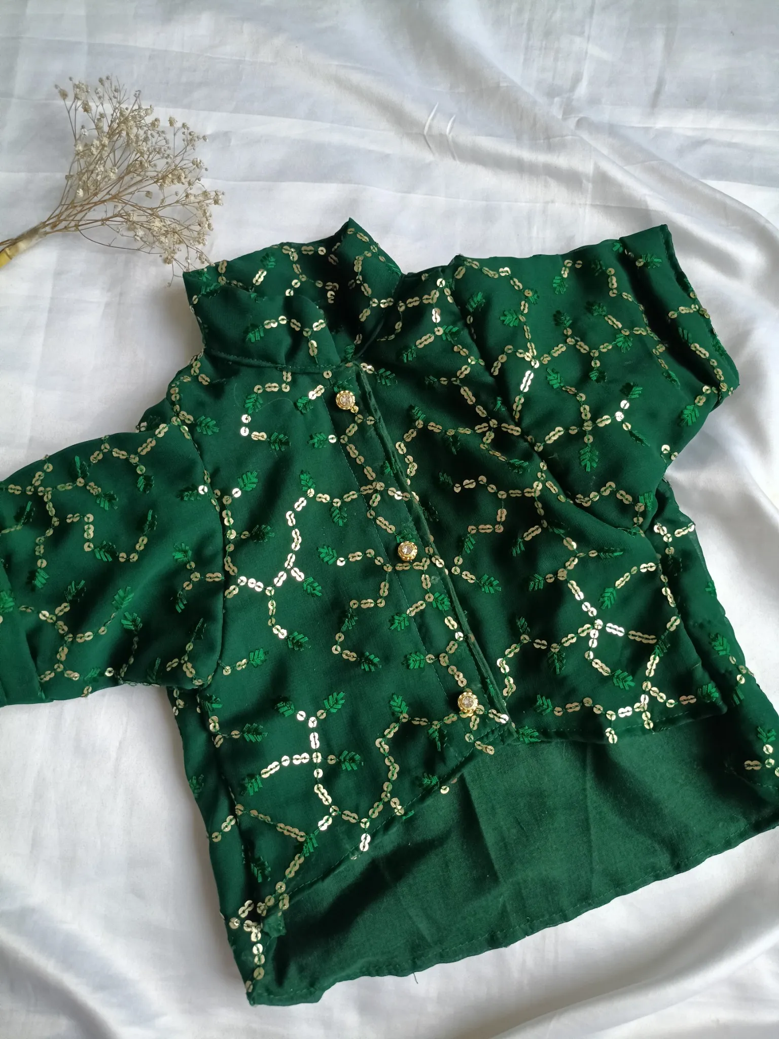 Dark Green Sequin Traditional Kurta