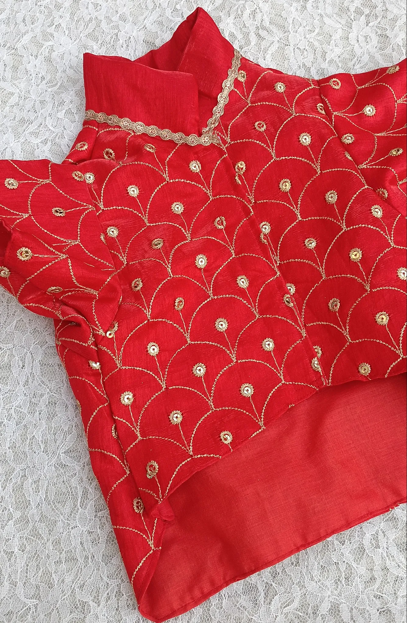 Red mirror work Traditional Kurta