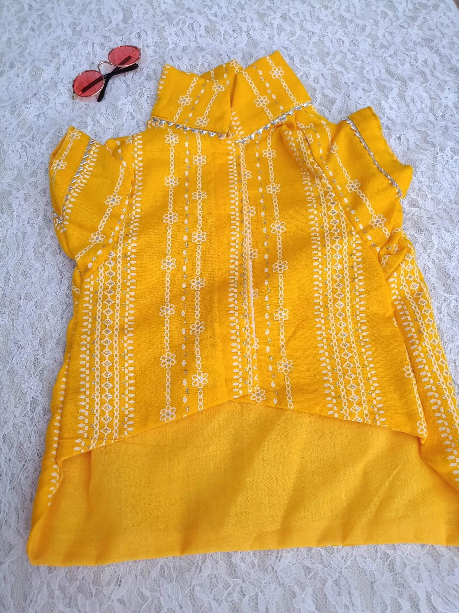 Yellow Shimmery Traditional Kurta