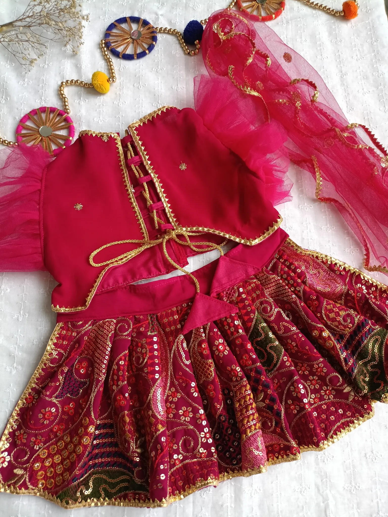 Frusia Pink Heavy work embroidered lehenga choli with dupatta