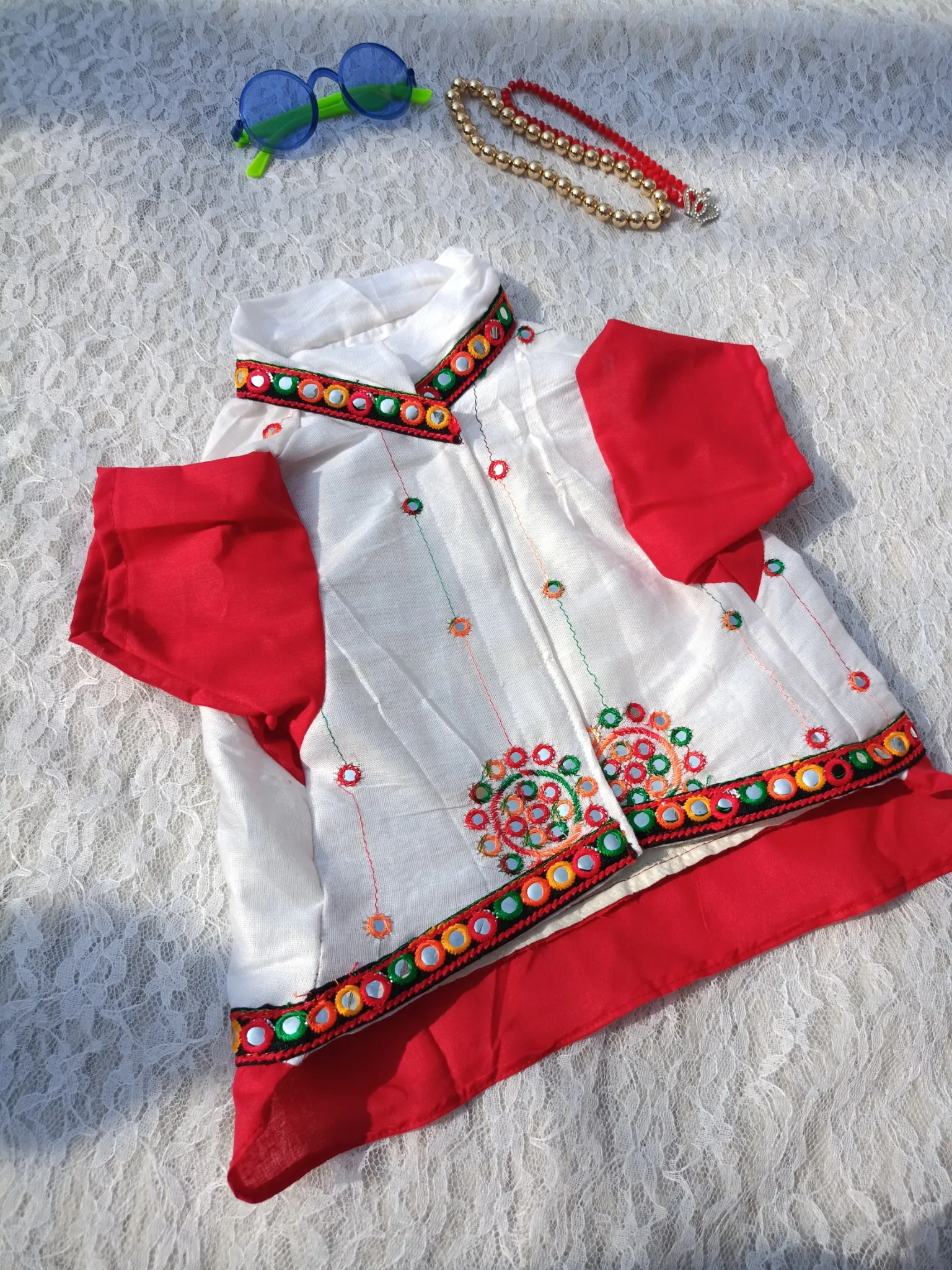 White Navratri Angrakhha Kurta