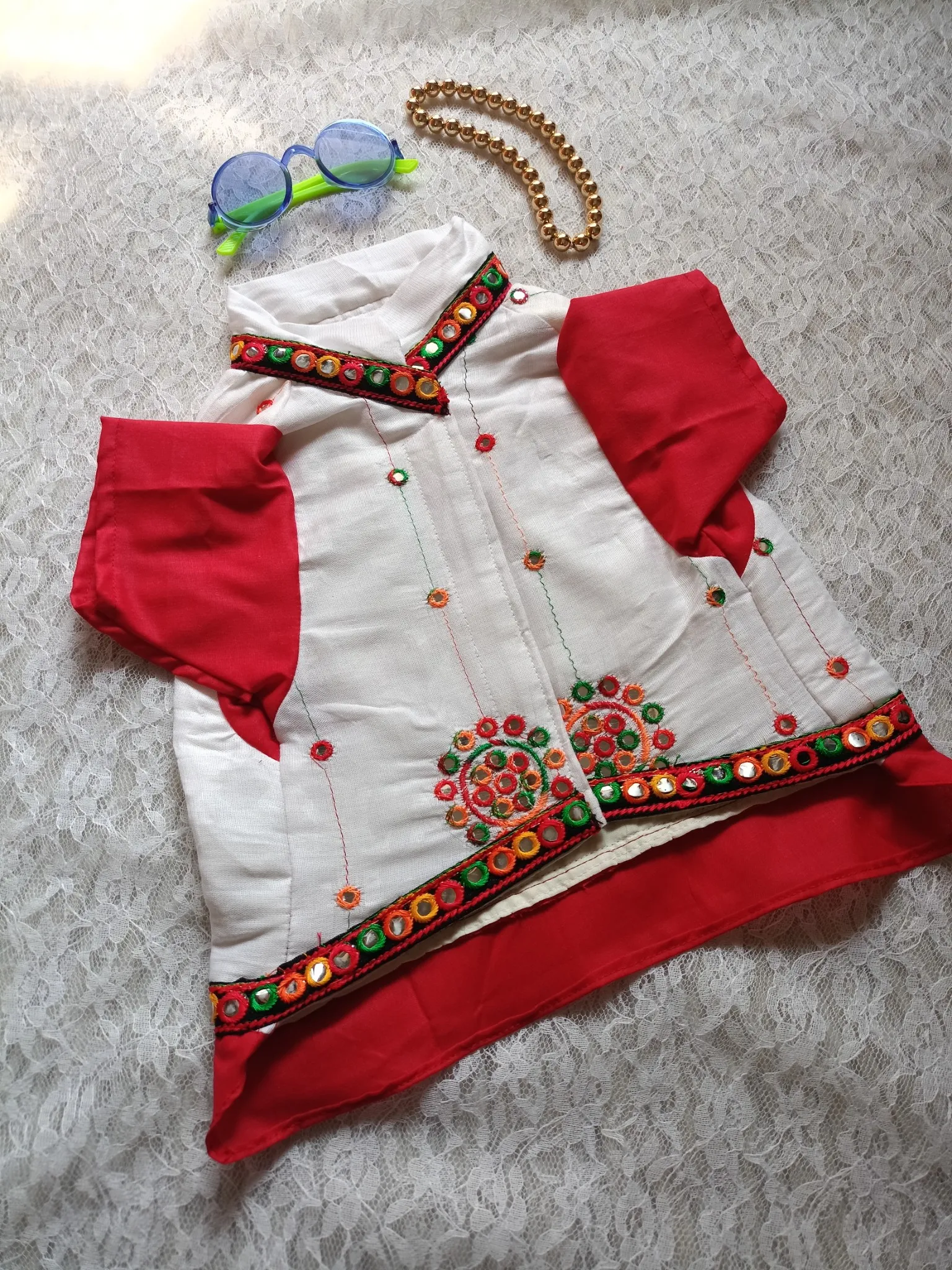 White Navratri Angrakhha Kurta