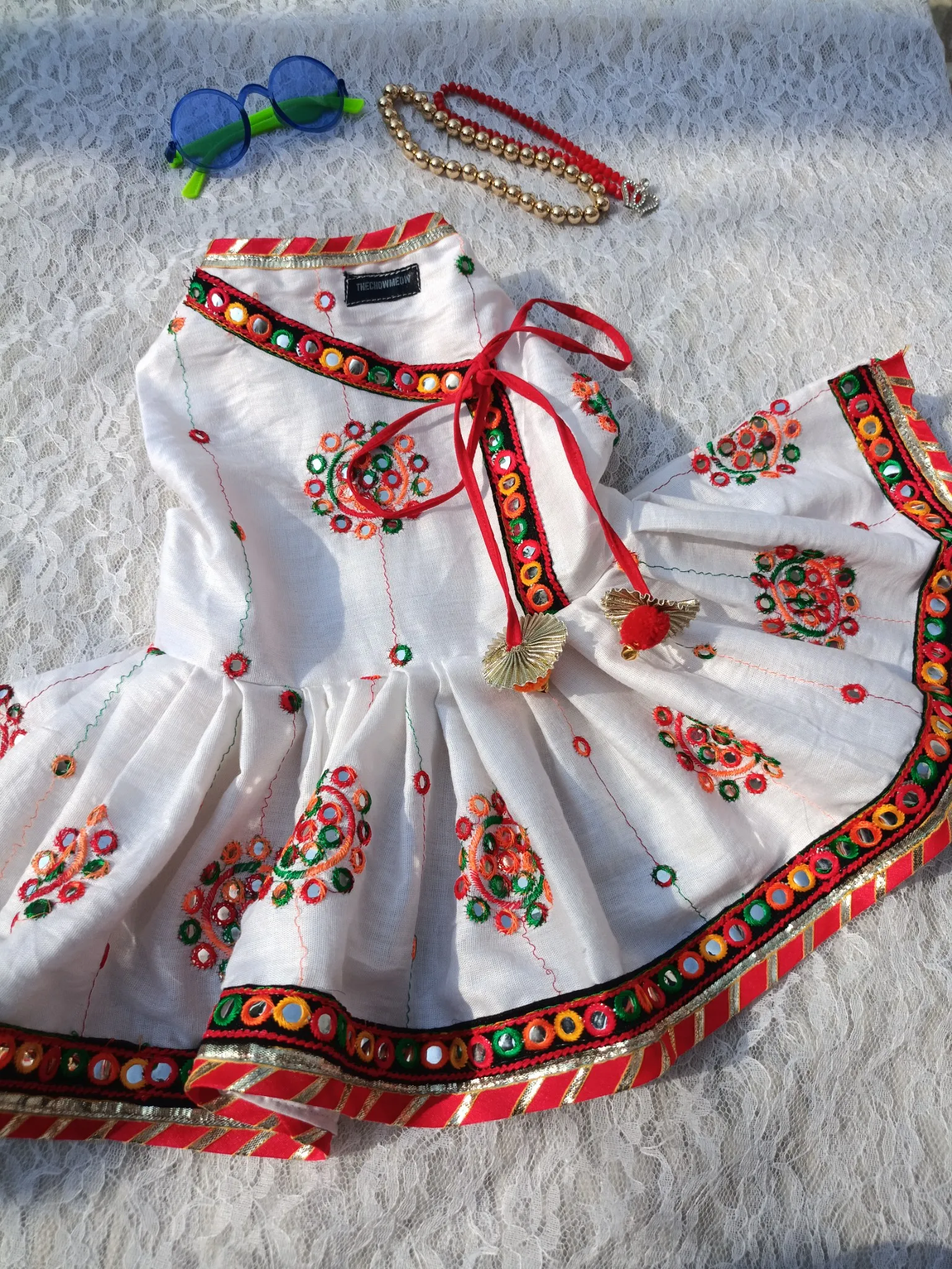 White Navratri Angrakhha Dress