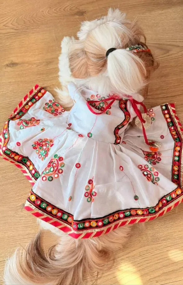 White Navratri Angrakhha Dress