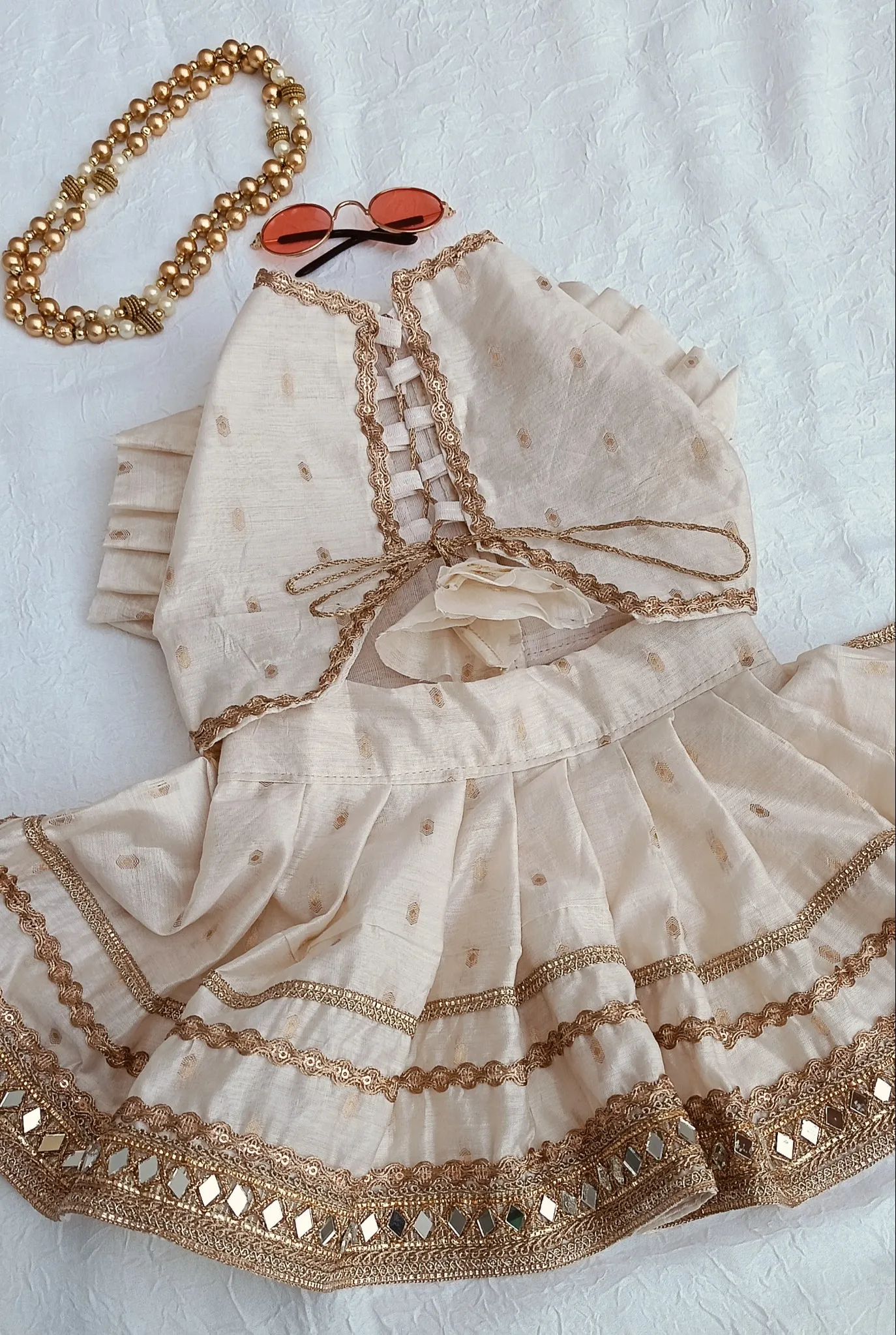 White with Golden border lehenga choli