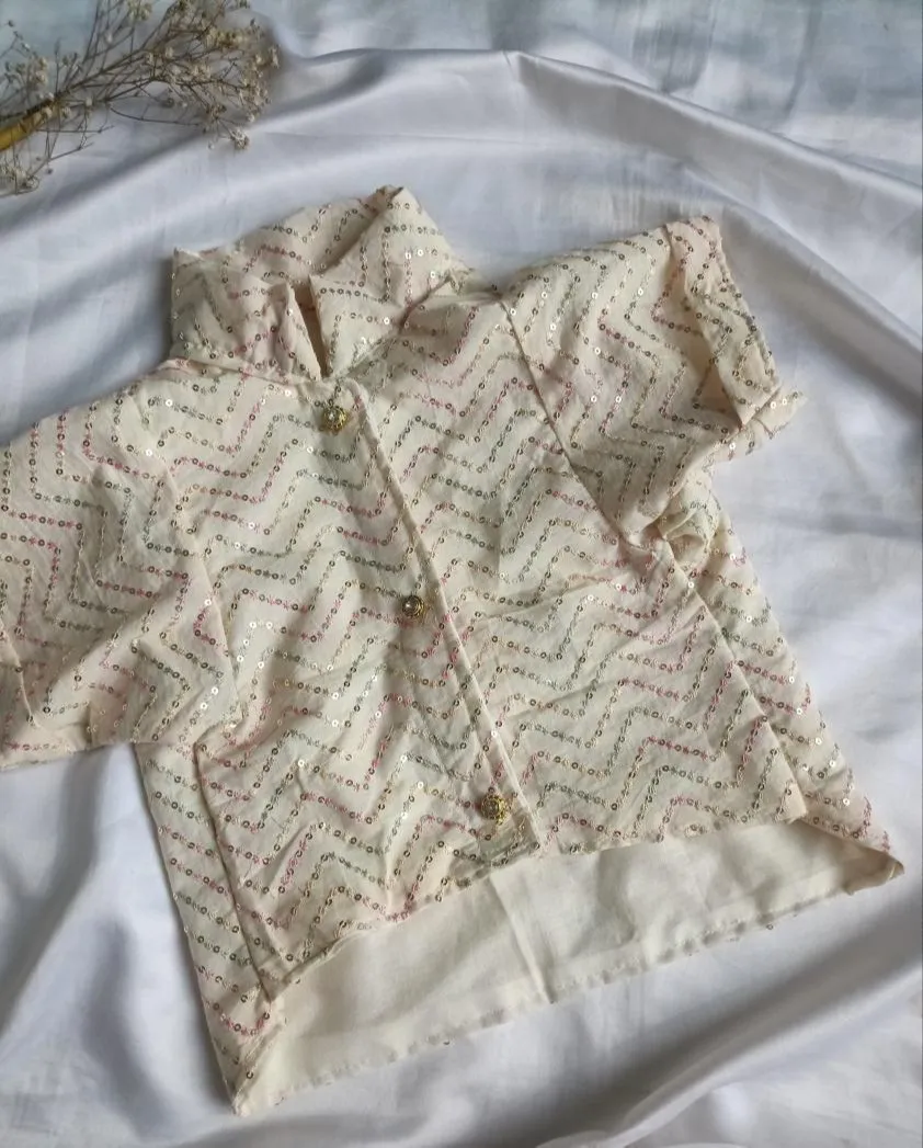 White Sequin Traditional Kurta