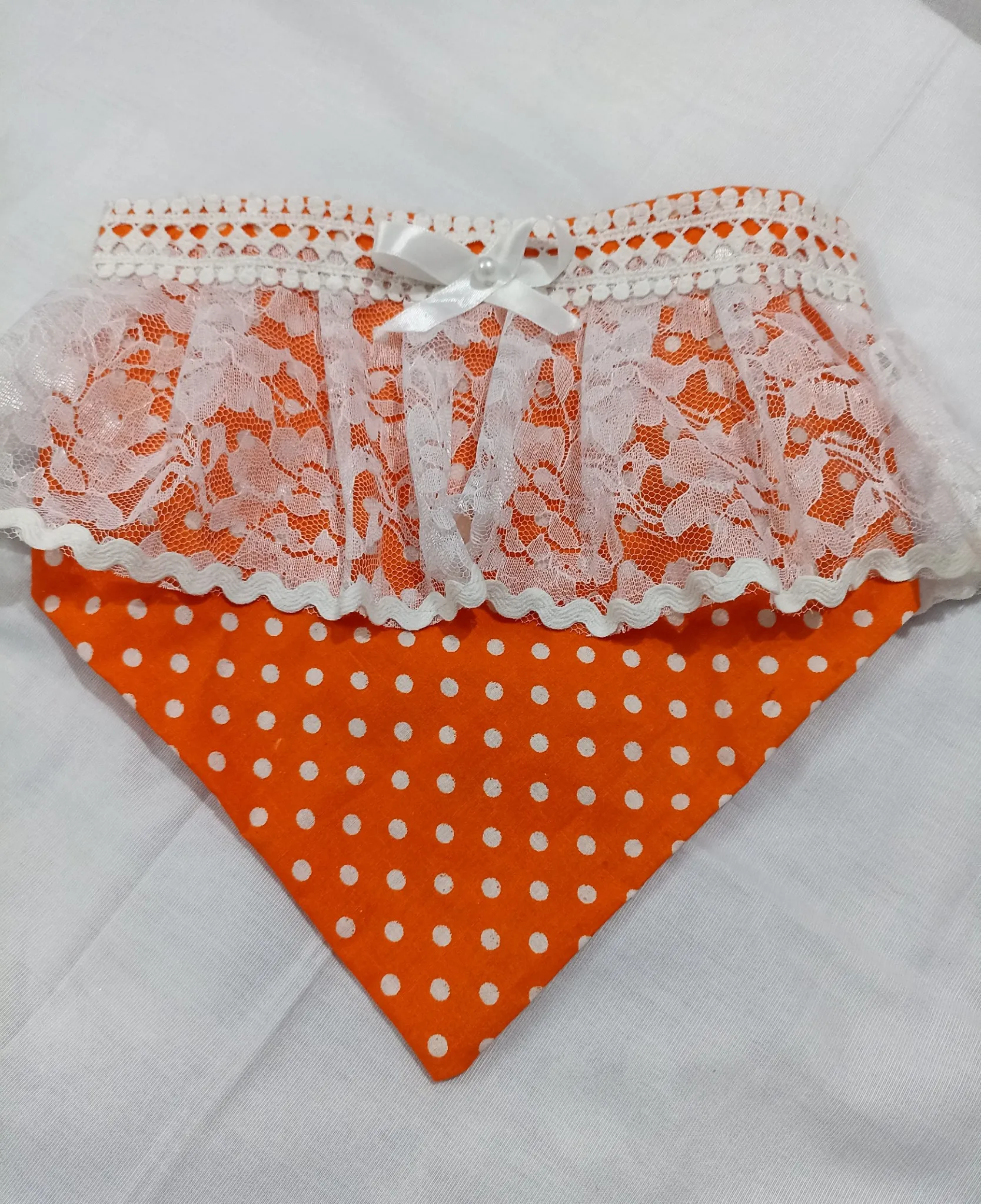 Orange Polka Dot Fancy collar