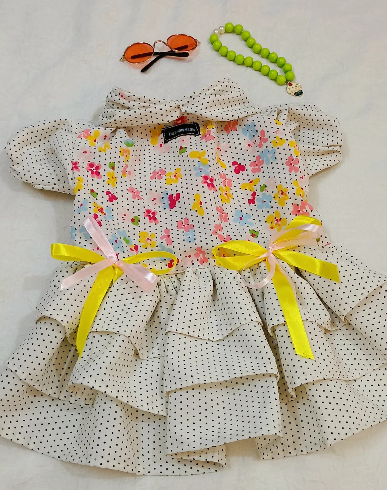 White Polka Dot Summer Flower Dress