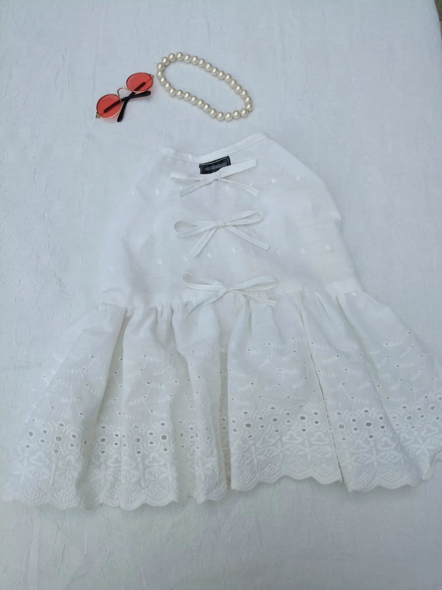 White Chikankari Bow Dress