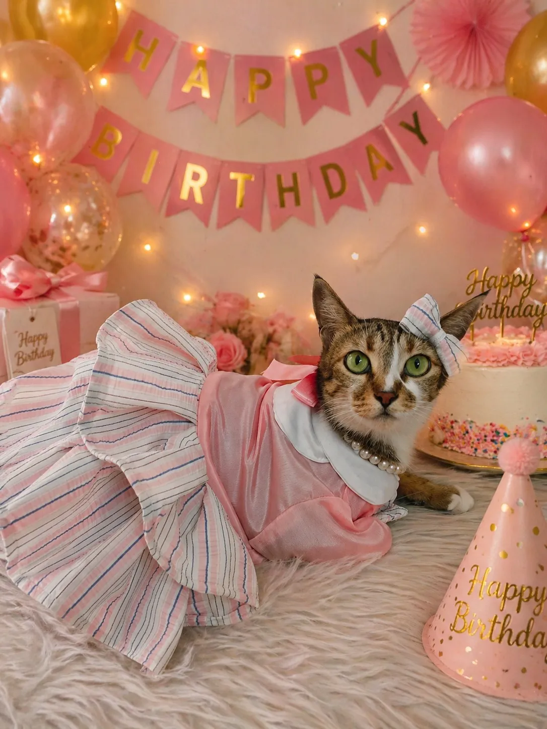 Pink Stripes Uniform Dress with Tie