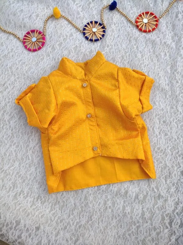 Yellow Brocade Traditional Kurta