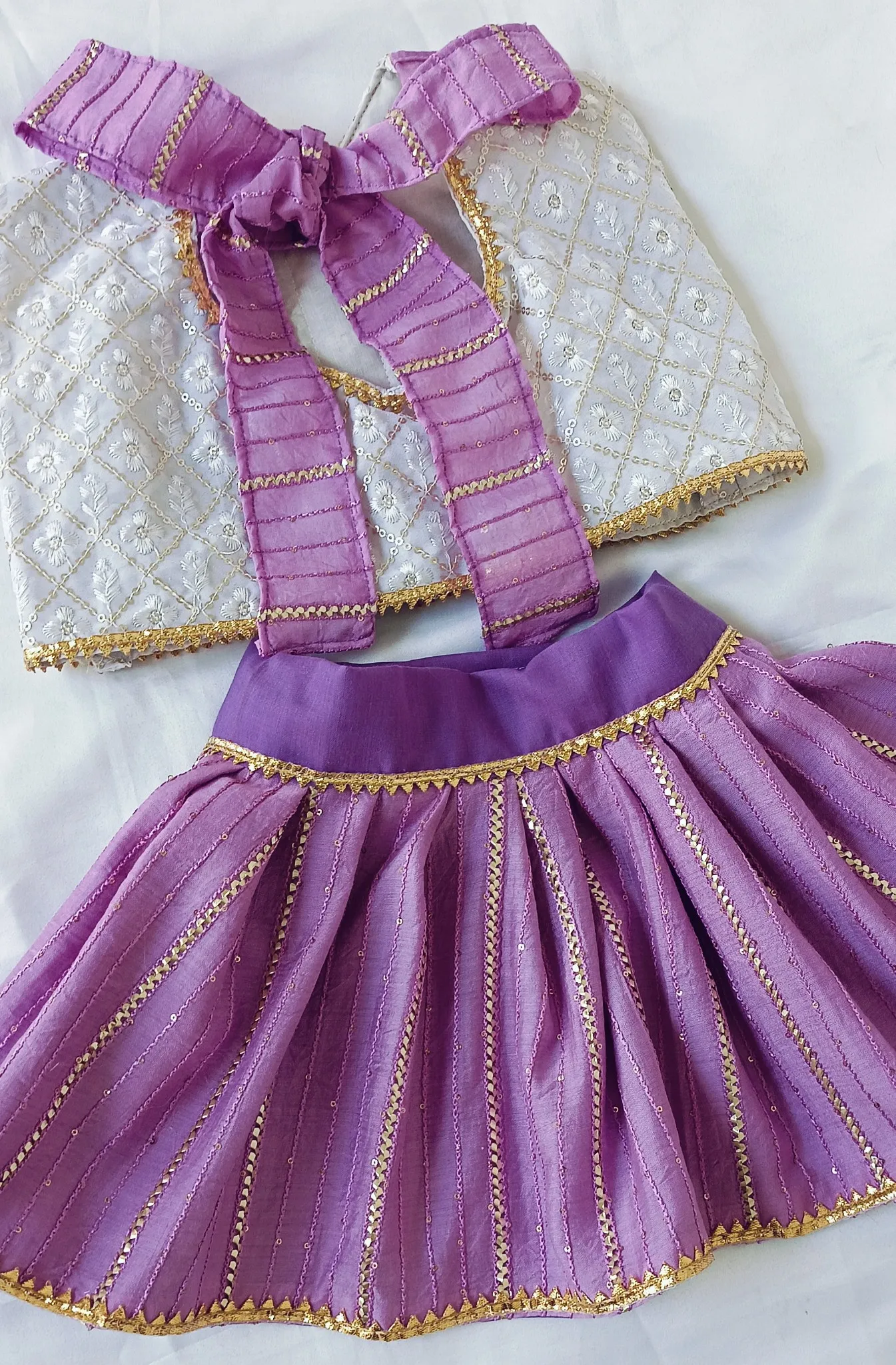 Lavender Back Cutout Bow style Lehenga Choli