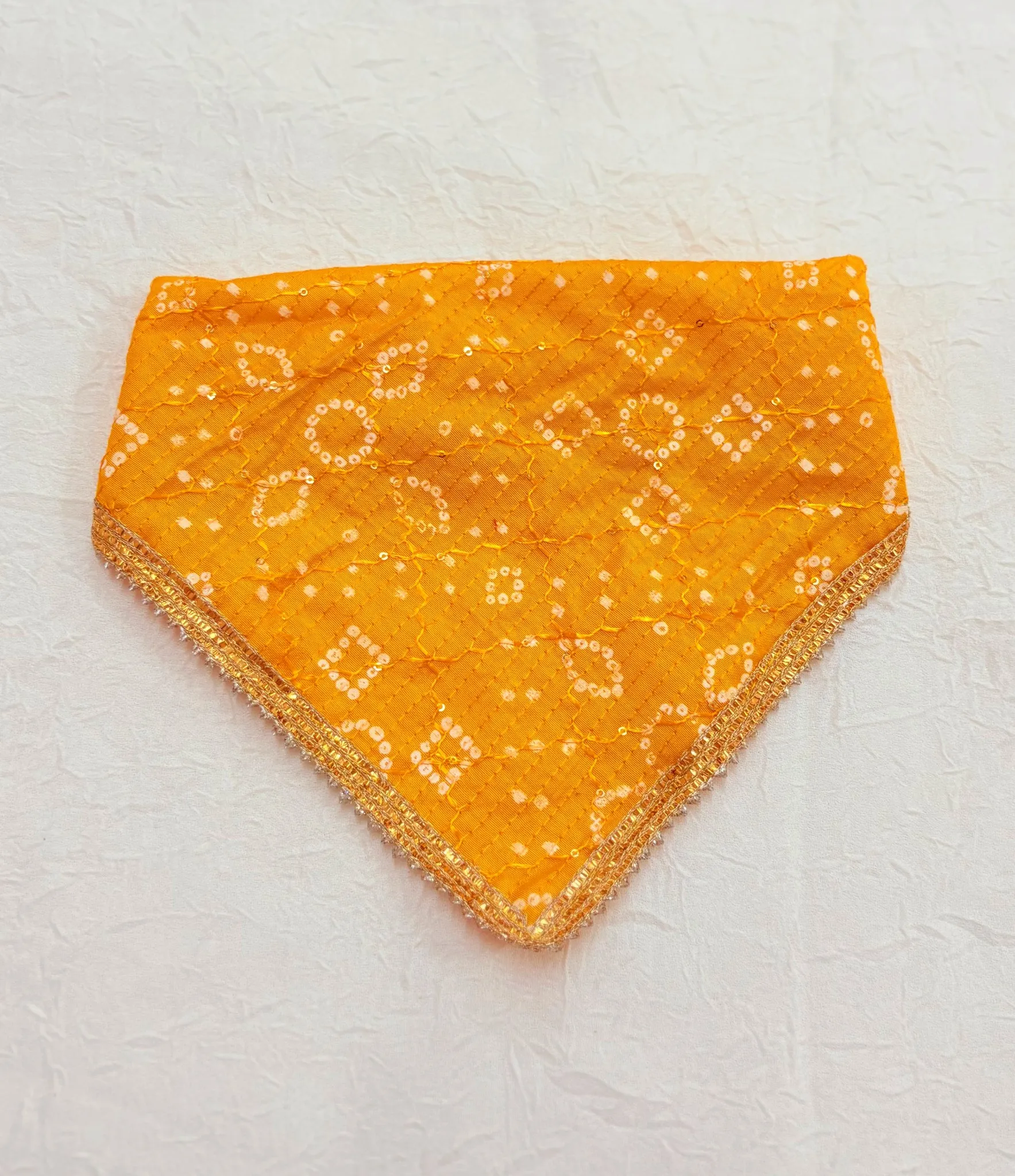 Yellow Bandhni sequin Traditional Bandana