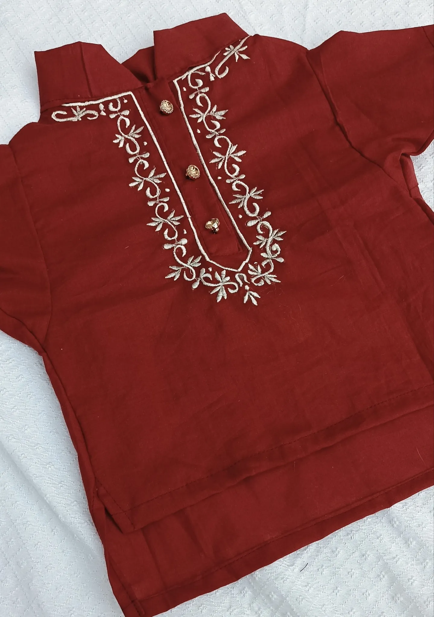 Crimson Red Thread Embroidery Kurta
