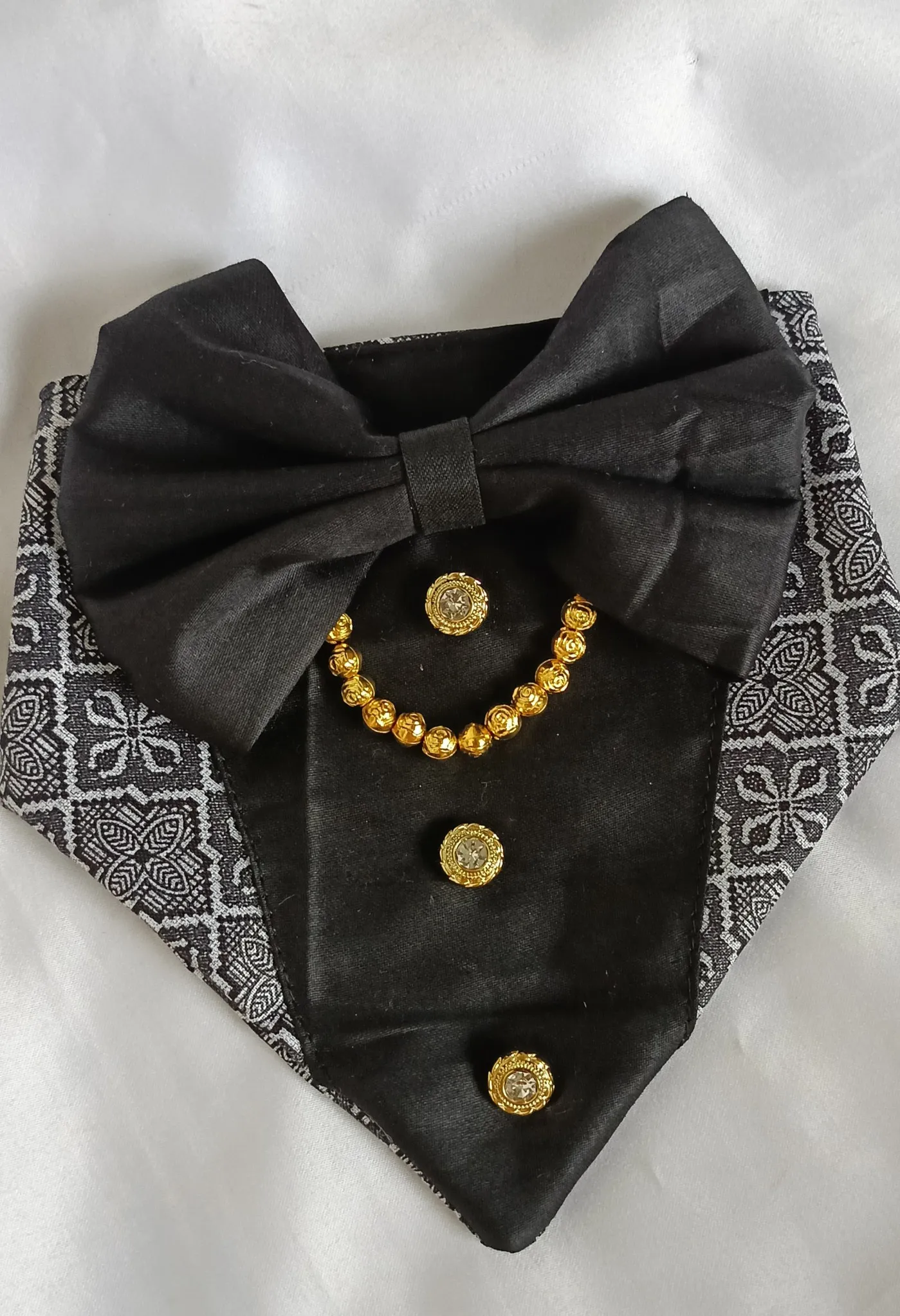 Black Printed Wedding Tuxedo Bandana