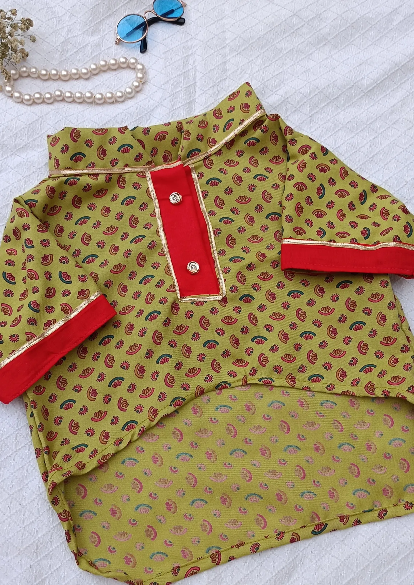 Green Mini Paisley Buti print Ethnic Kurta
