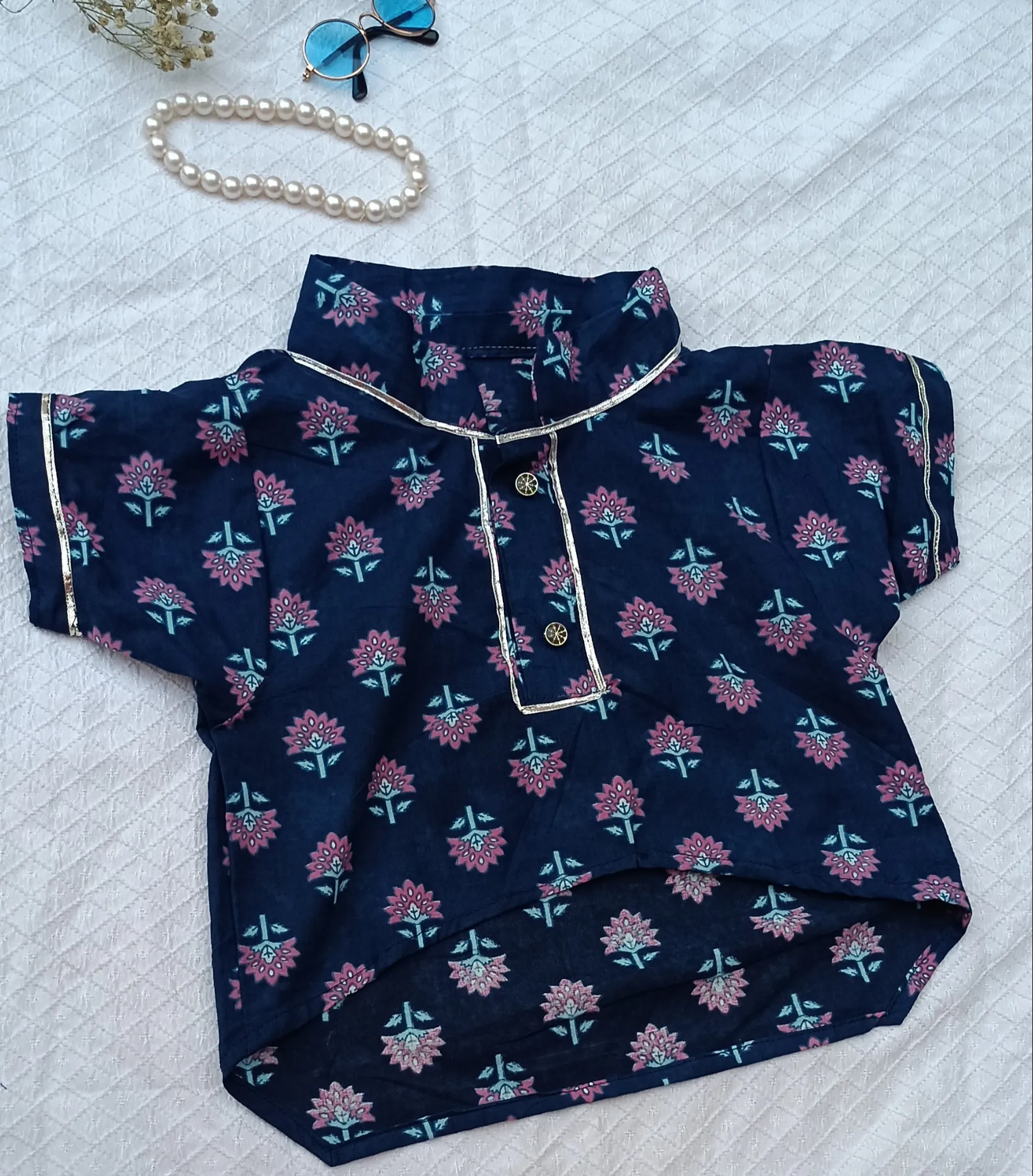 Indigo Blue Flower Paradise Ethnic Kurta