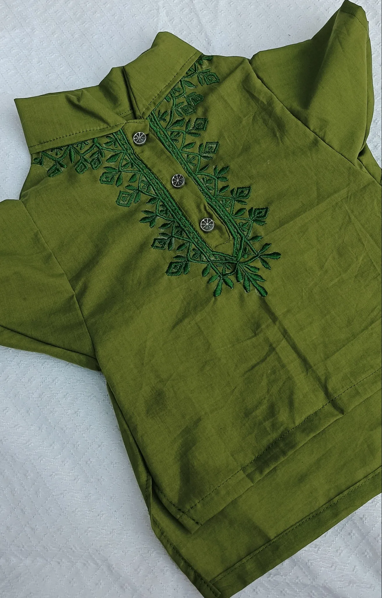 Mehendi Green Thread Embroidery Kurta