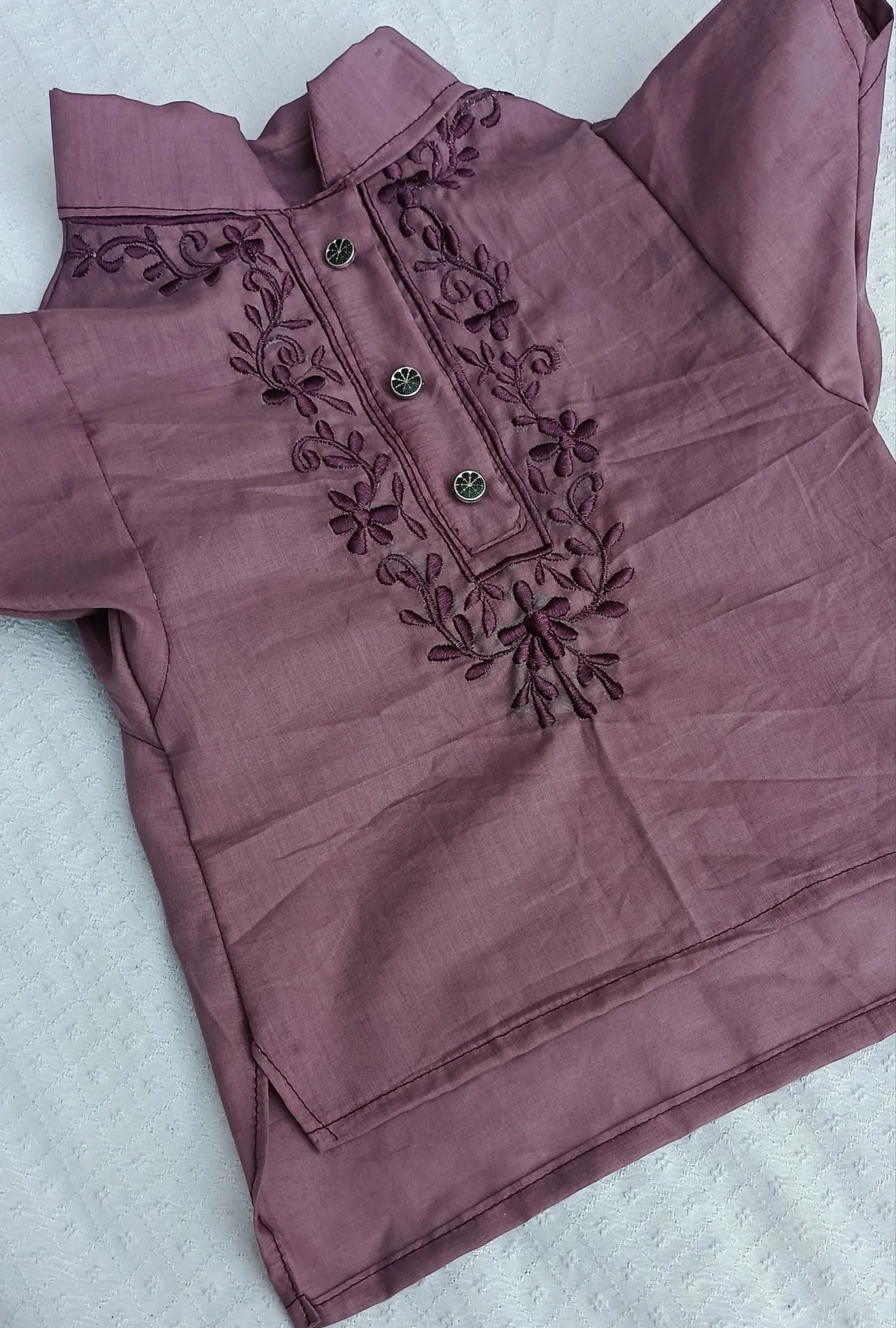 Smokey Violet Thread Embroidery Kurta