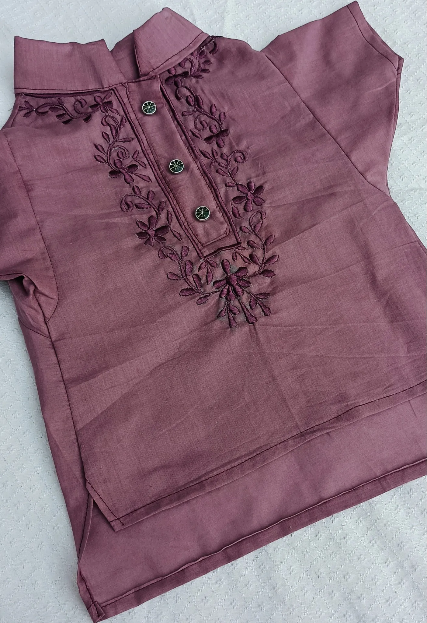 Smokey Violet Thread Embroidery Kurta