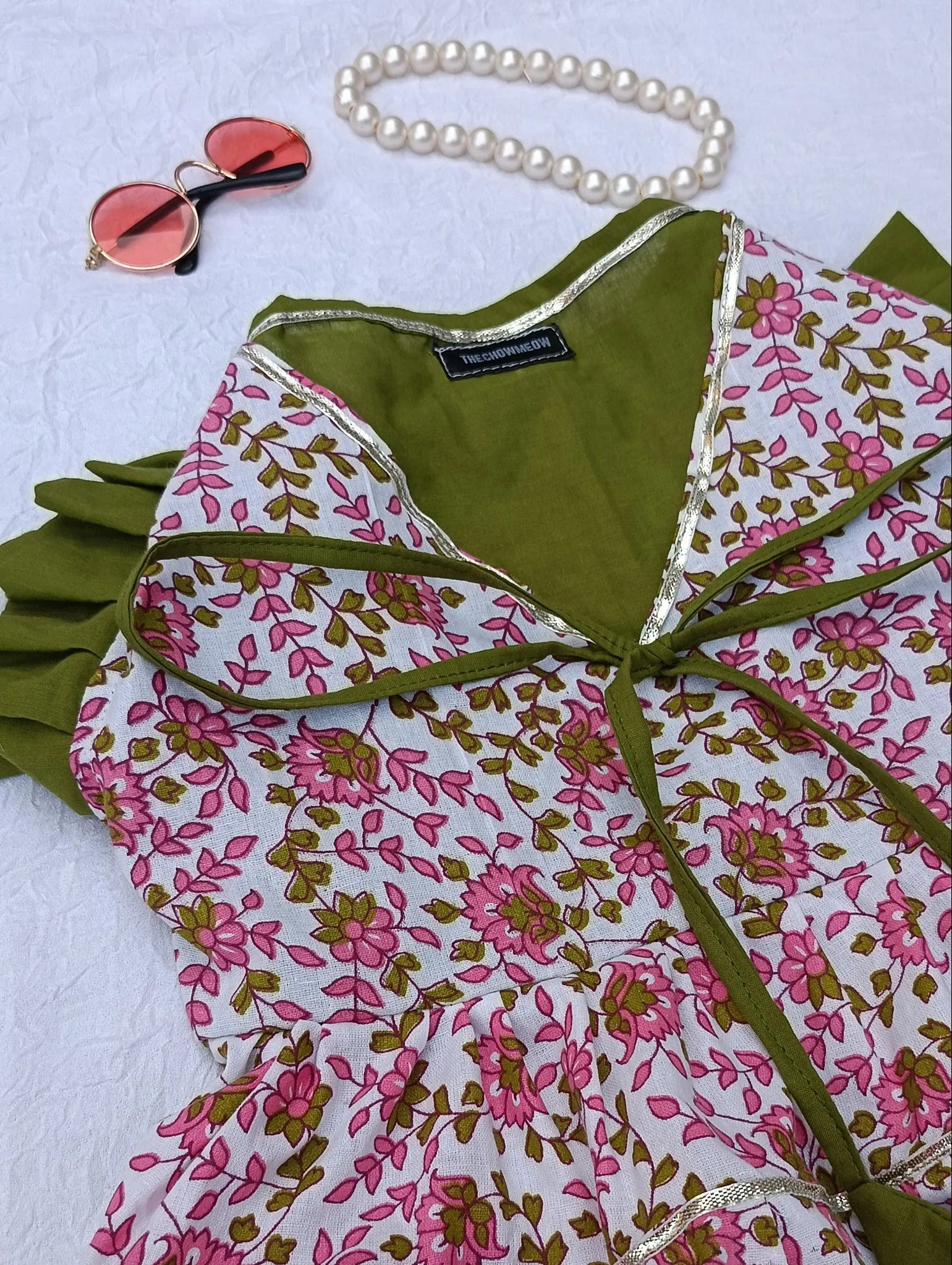 Pink Flower Garden Anarkali Gotta Dress