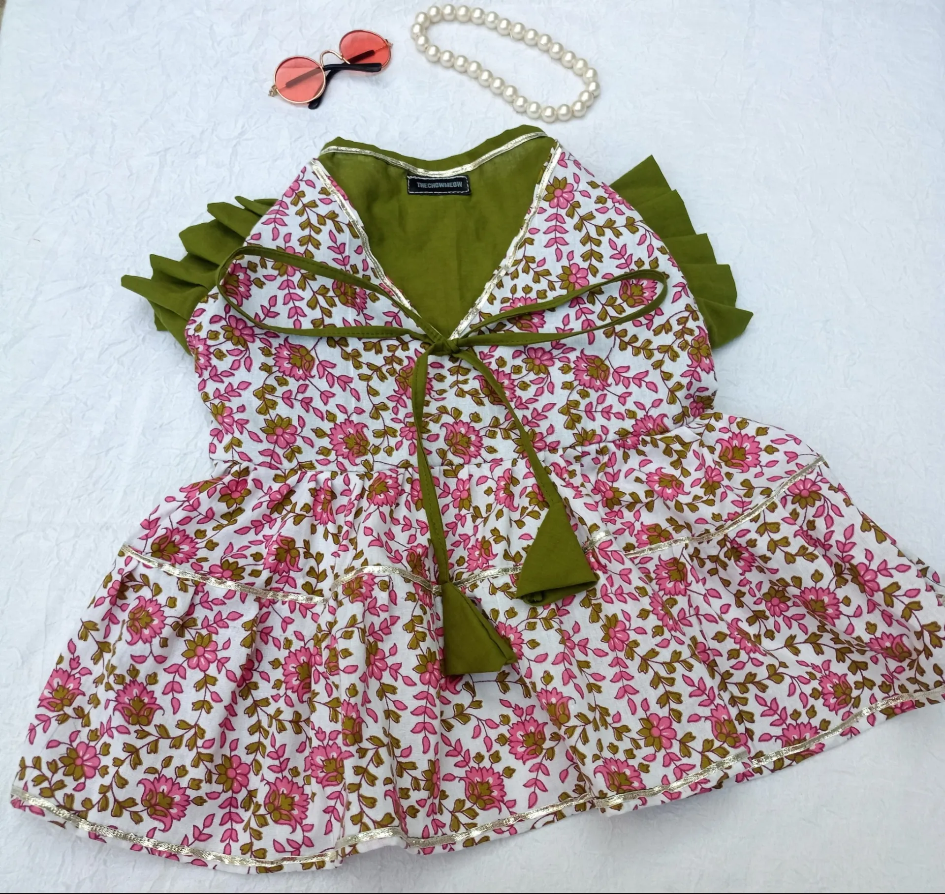 Pink Flower Garden Anarkali Gotta Dress