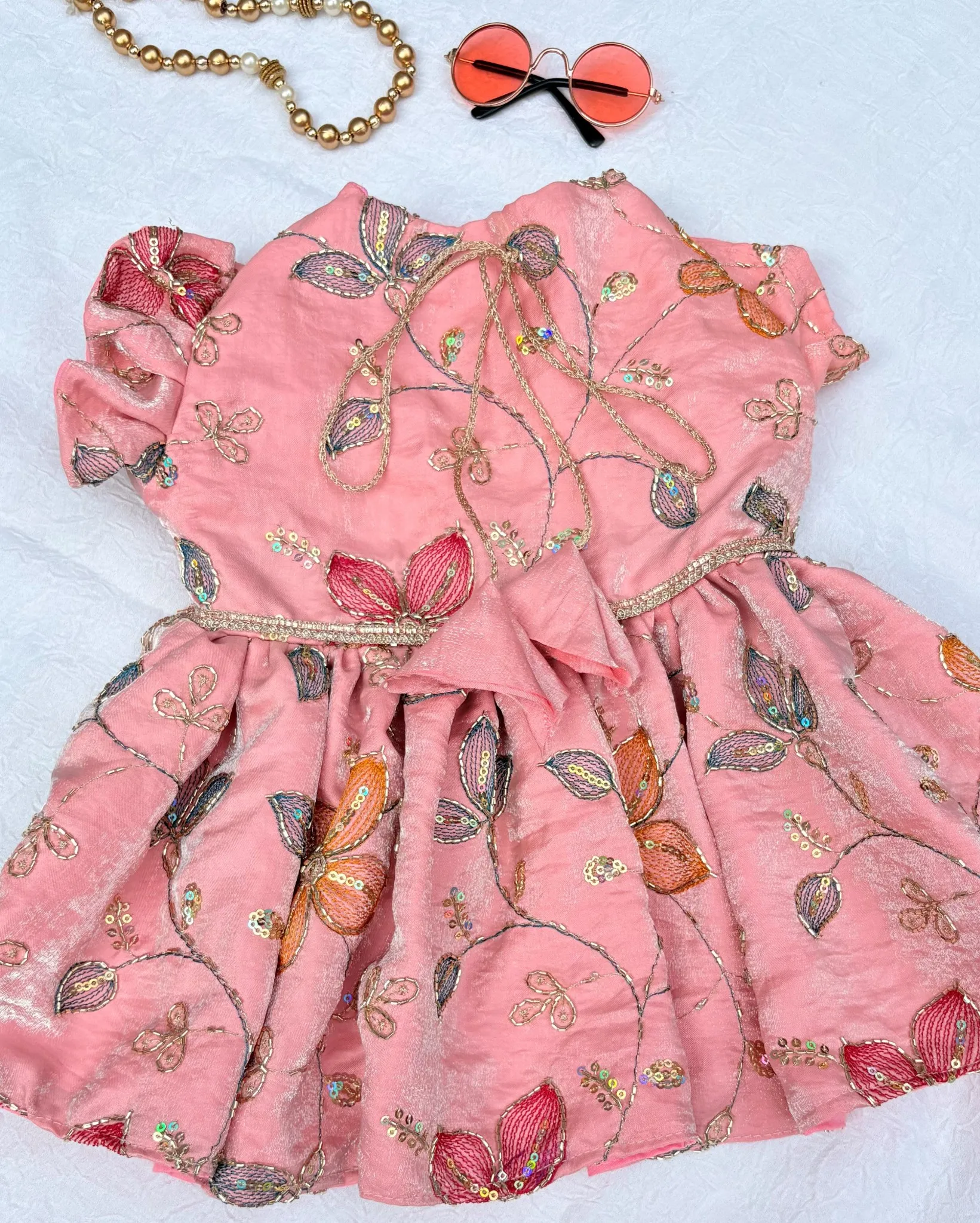 Light Pink Fendi Silk Floral Cutwork Dress