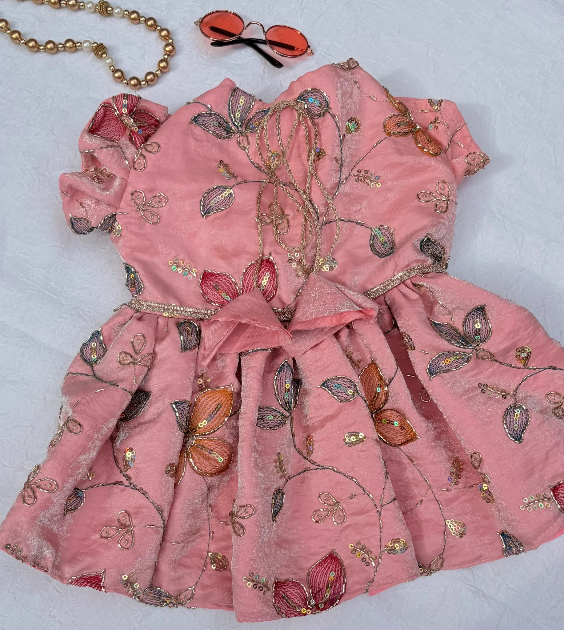Light Pink Fendi Silk Floral Cutwork Dress