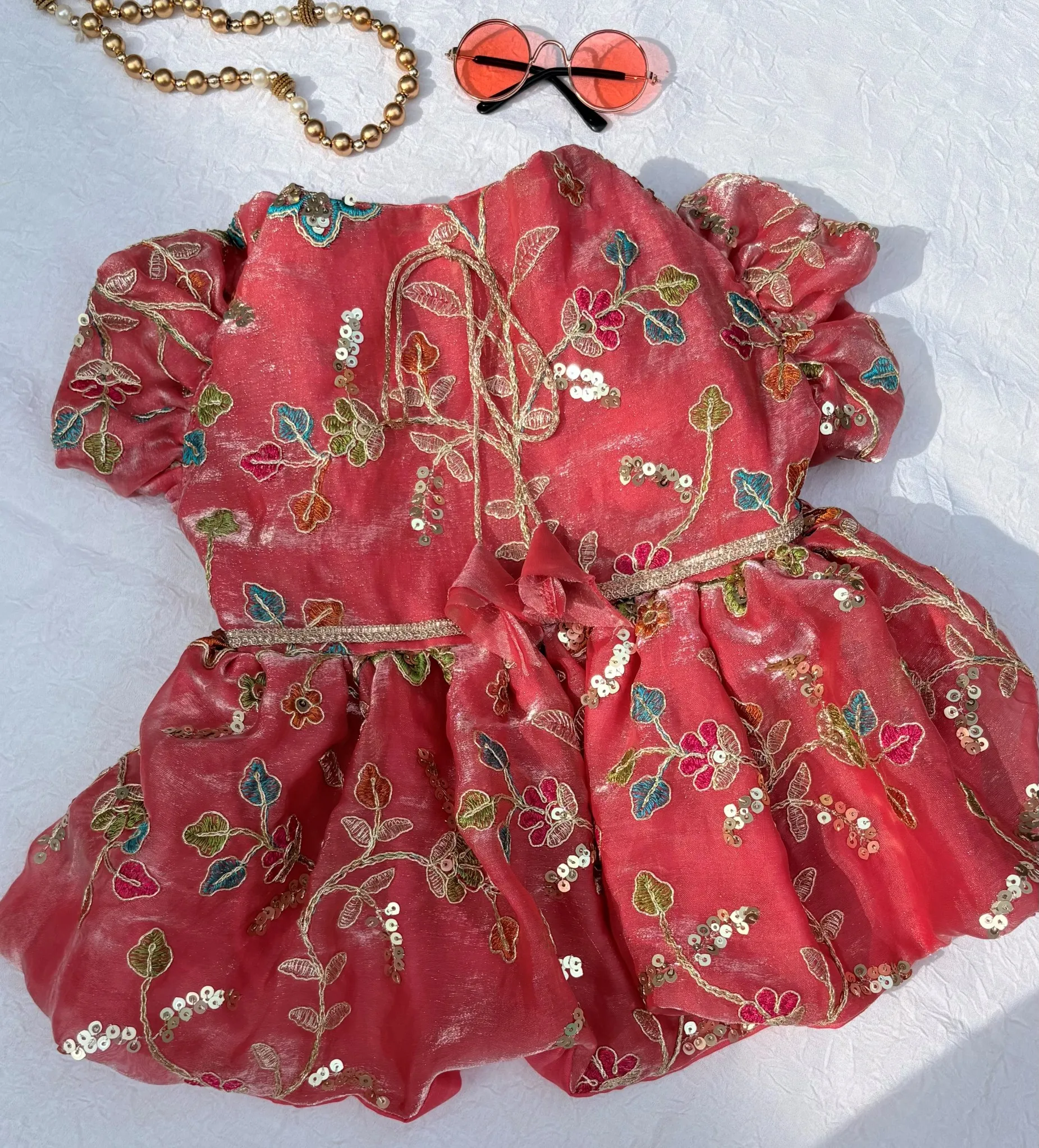 Onion Pink Fendi Silk Floral Cutwork Dress