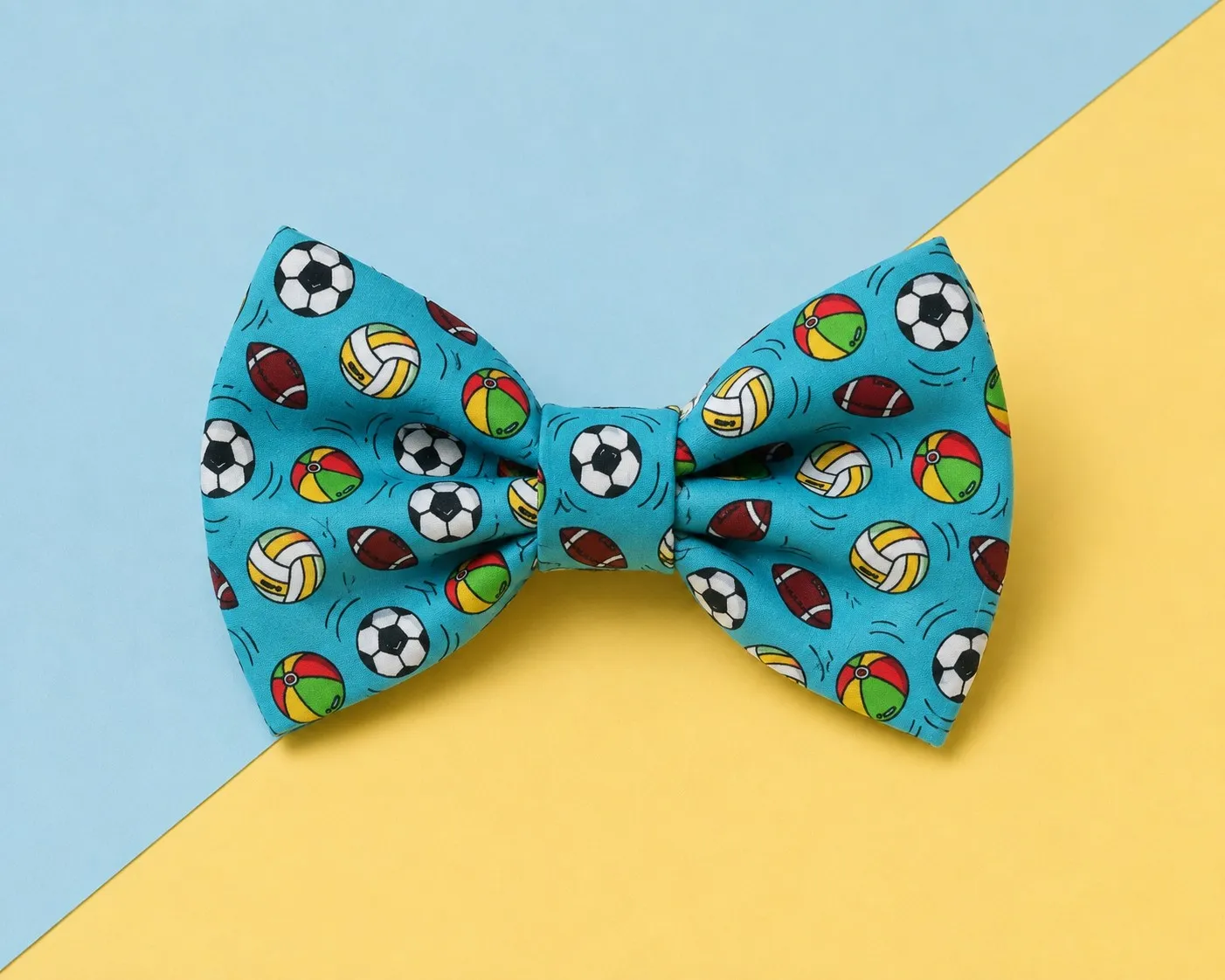 Blue Football Print Bow