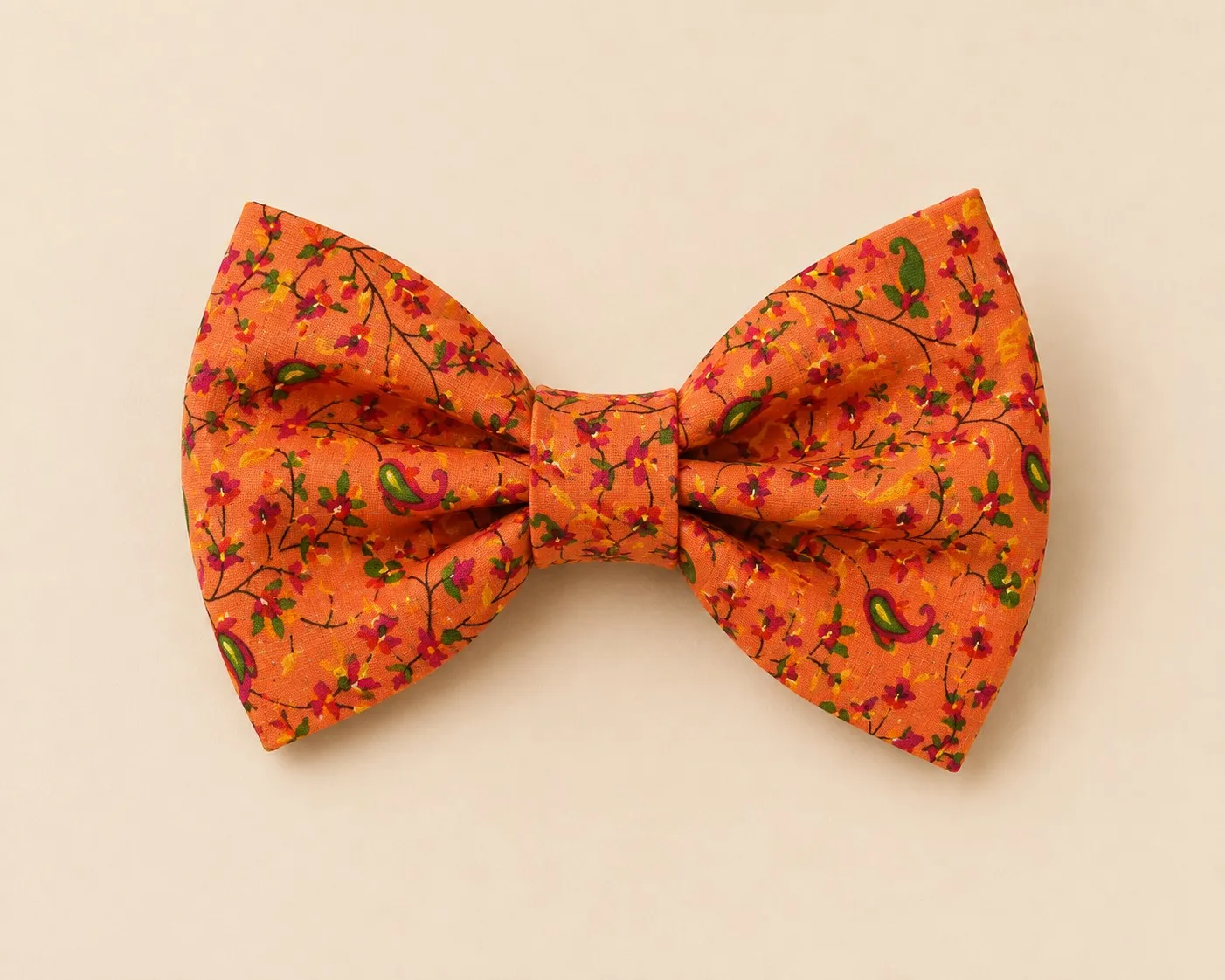 Orange Floral Ethnic Print Bow