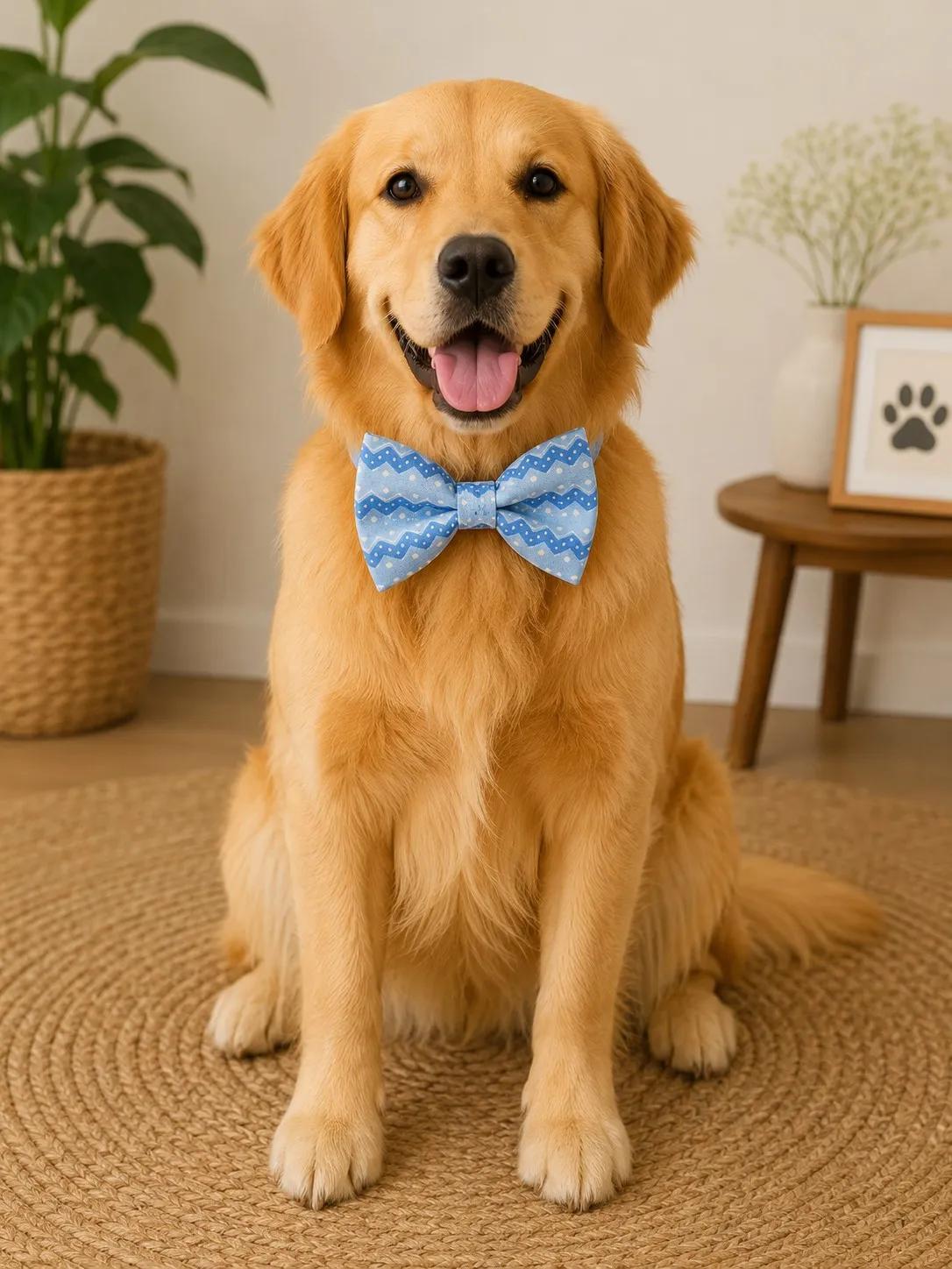 Light Blue Chevron print bow