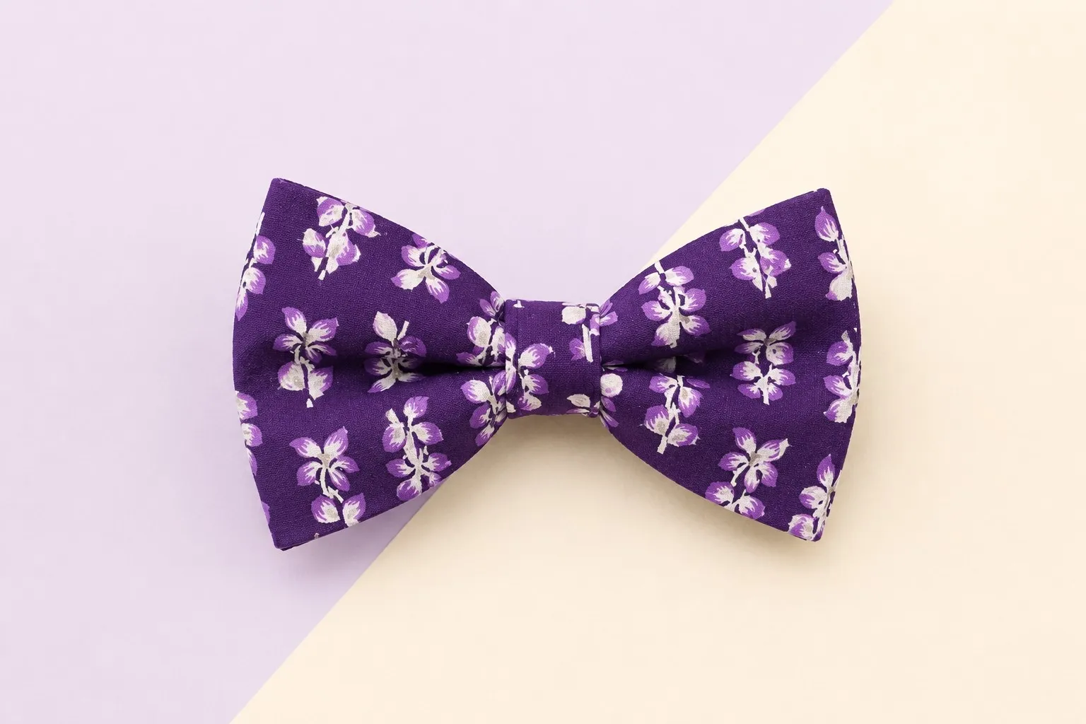 Purple floral cotton Bow