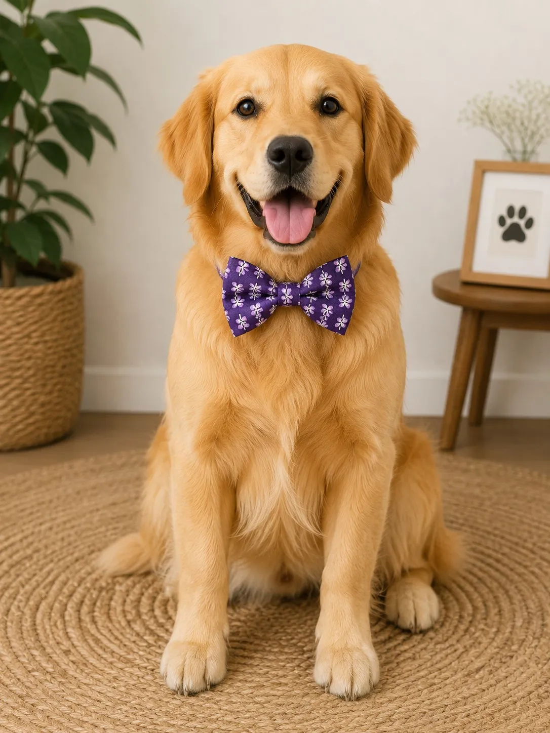 Purple floral cotton Bow