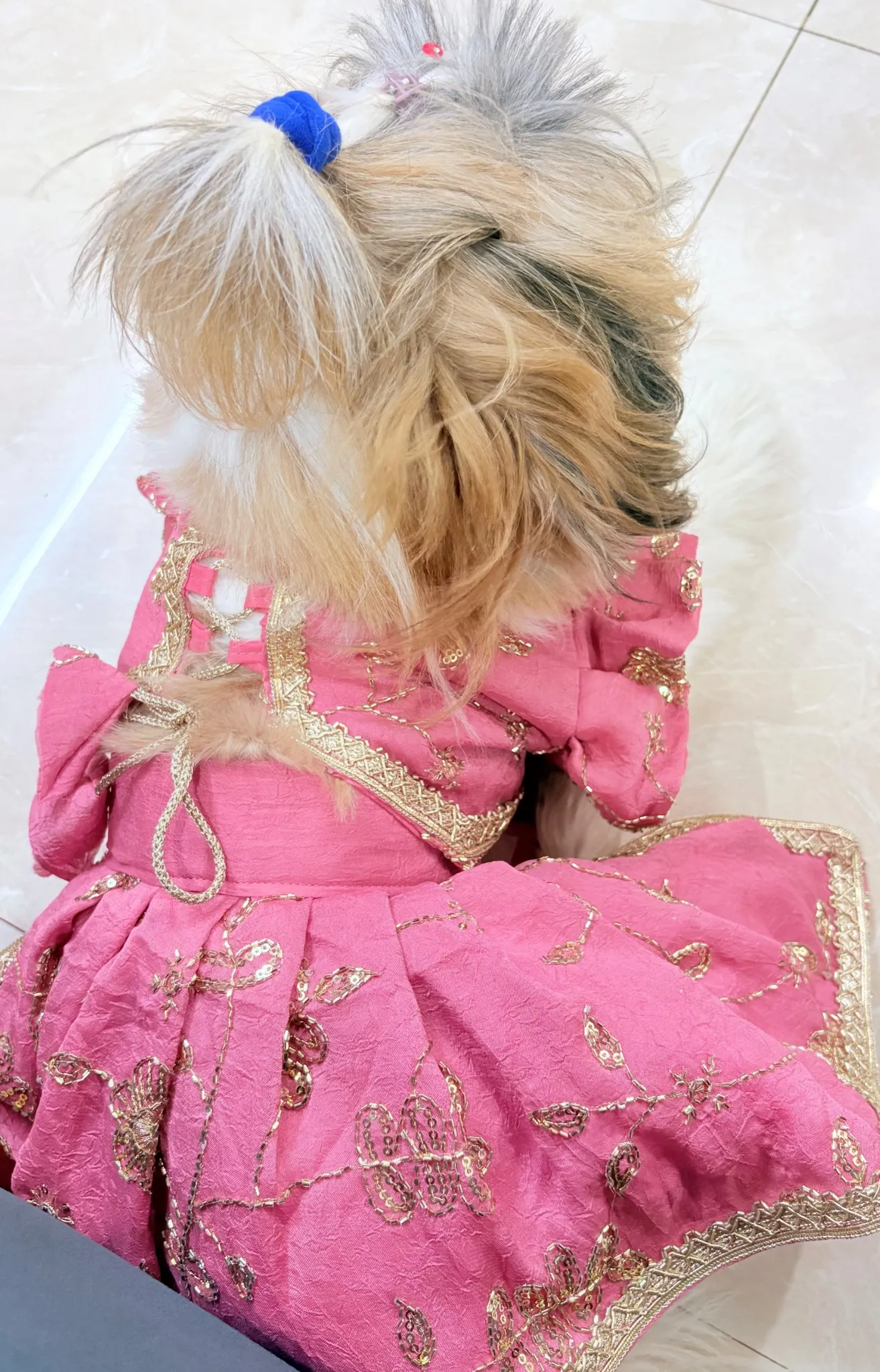 Mauve Pink cutwork Rangoli Crush Lehenga Choli for furbabies
